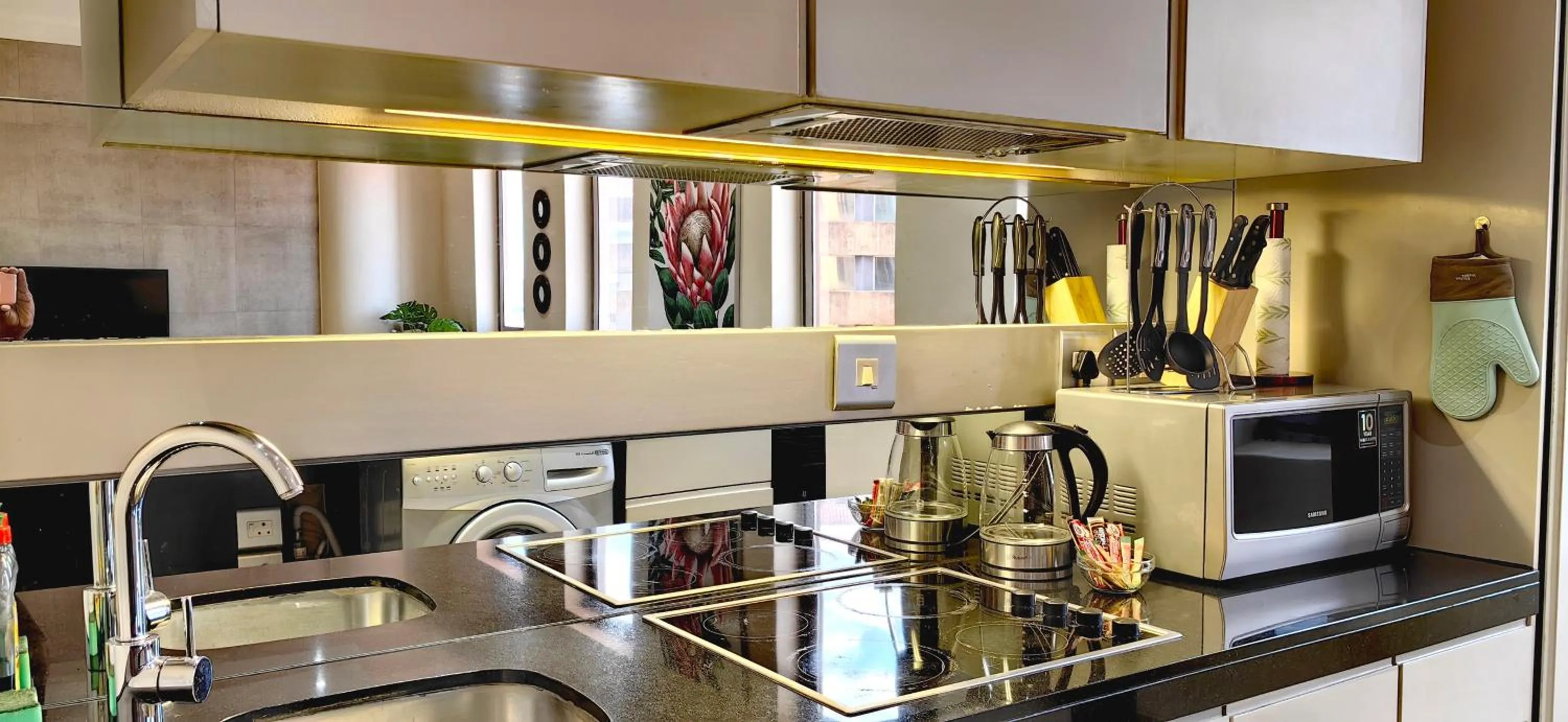 kitchen in 4 on Pritchard Luxury Suites