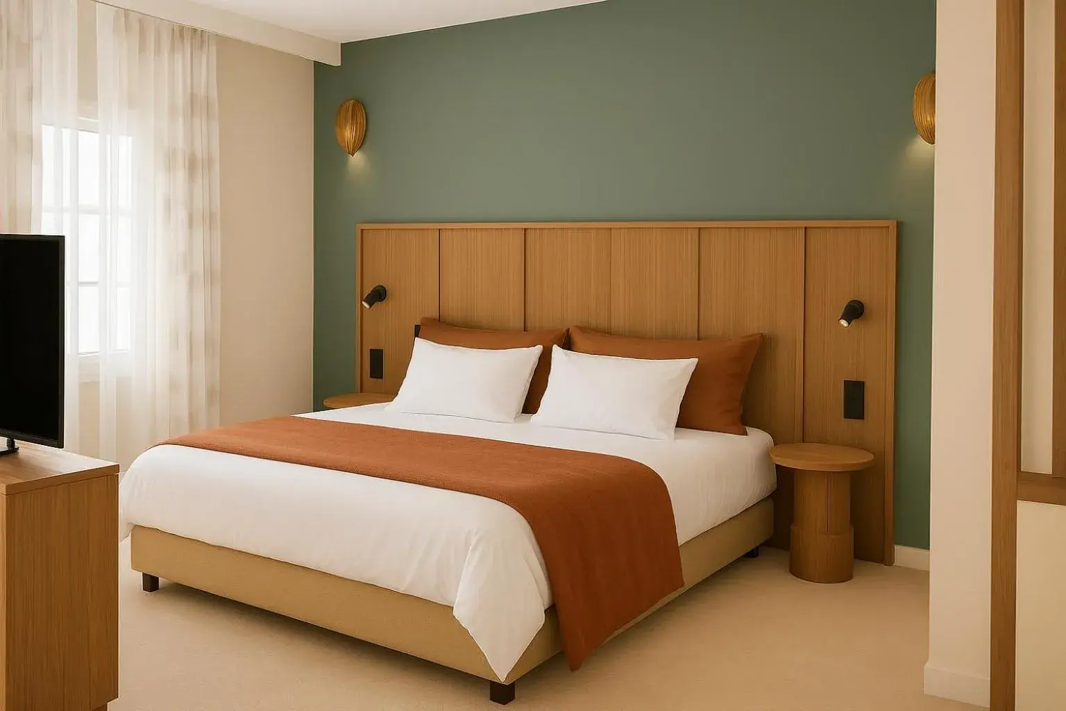 Bed in Hôtel de l'Horloge Bed in Hôtel de l'Horloge