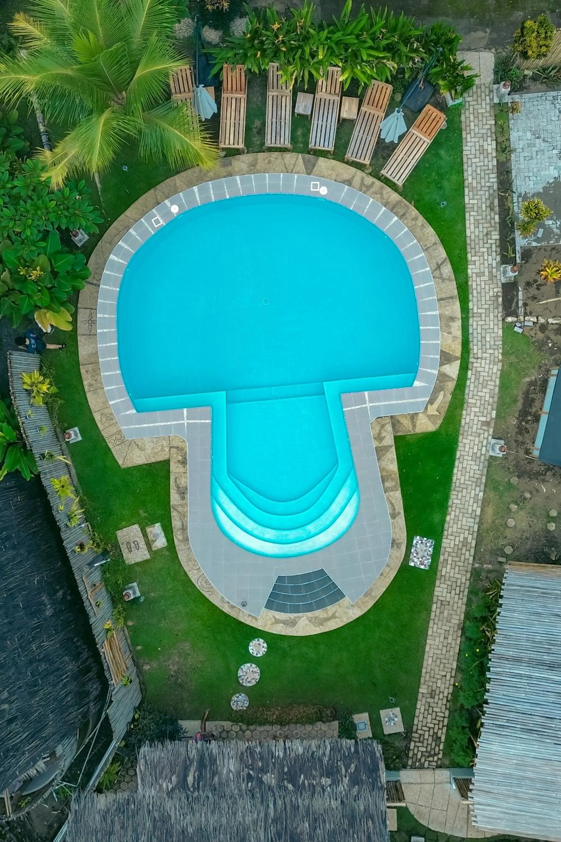 Pool view in Lagoona Beach Bungalows - Eco Bungalows Batukaras