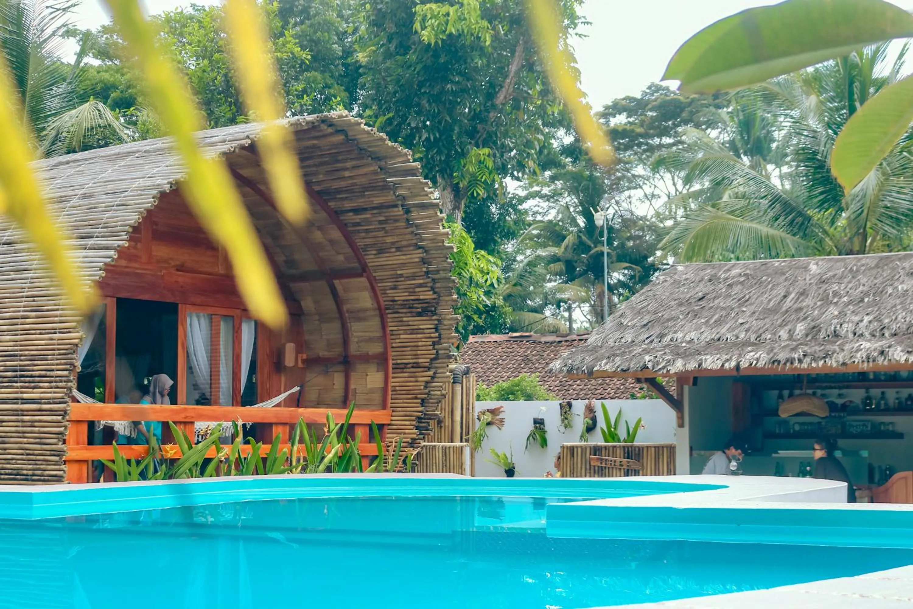 Pool view in Lagoona Beach Bungalows - Eco Bungalows Batukaras