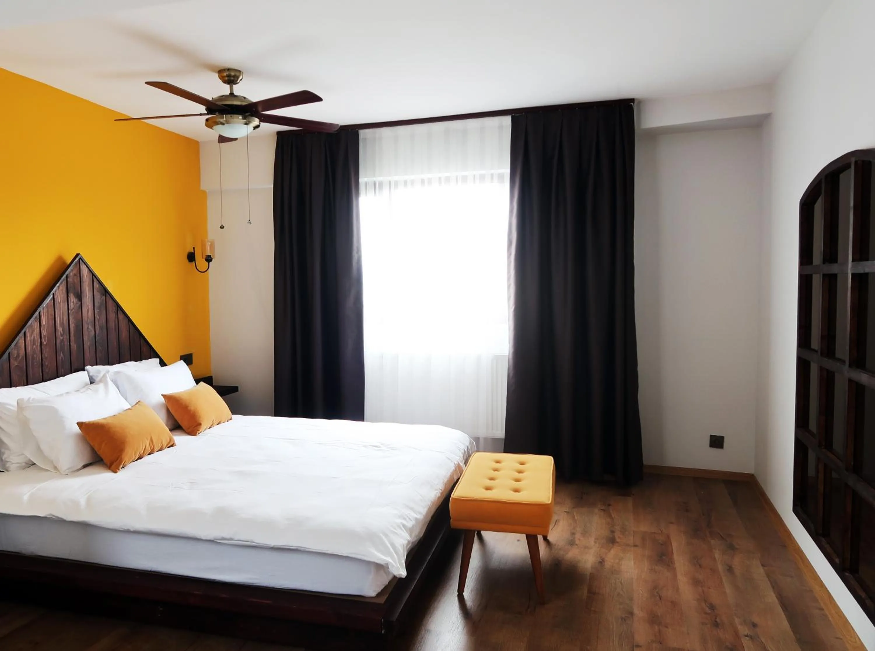 Bedroom, Bed in Fuego Design Suites