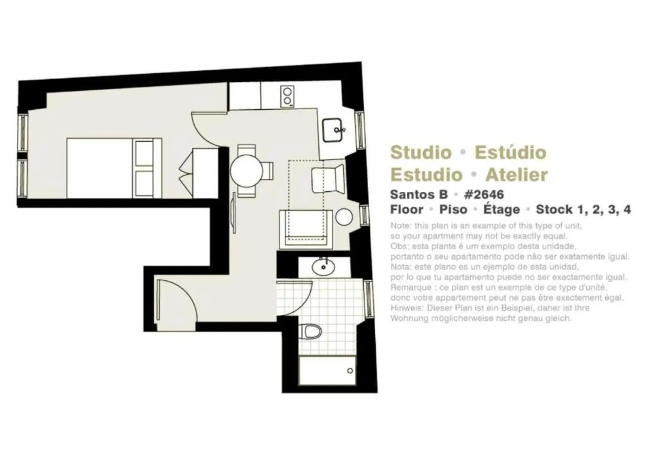 Floor plan in Lisbon Serviced Apartments - Santos