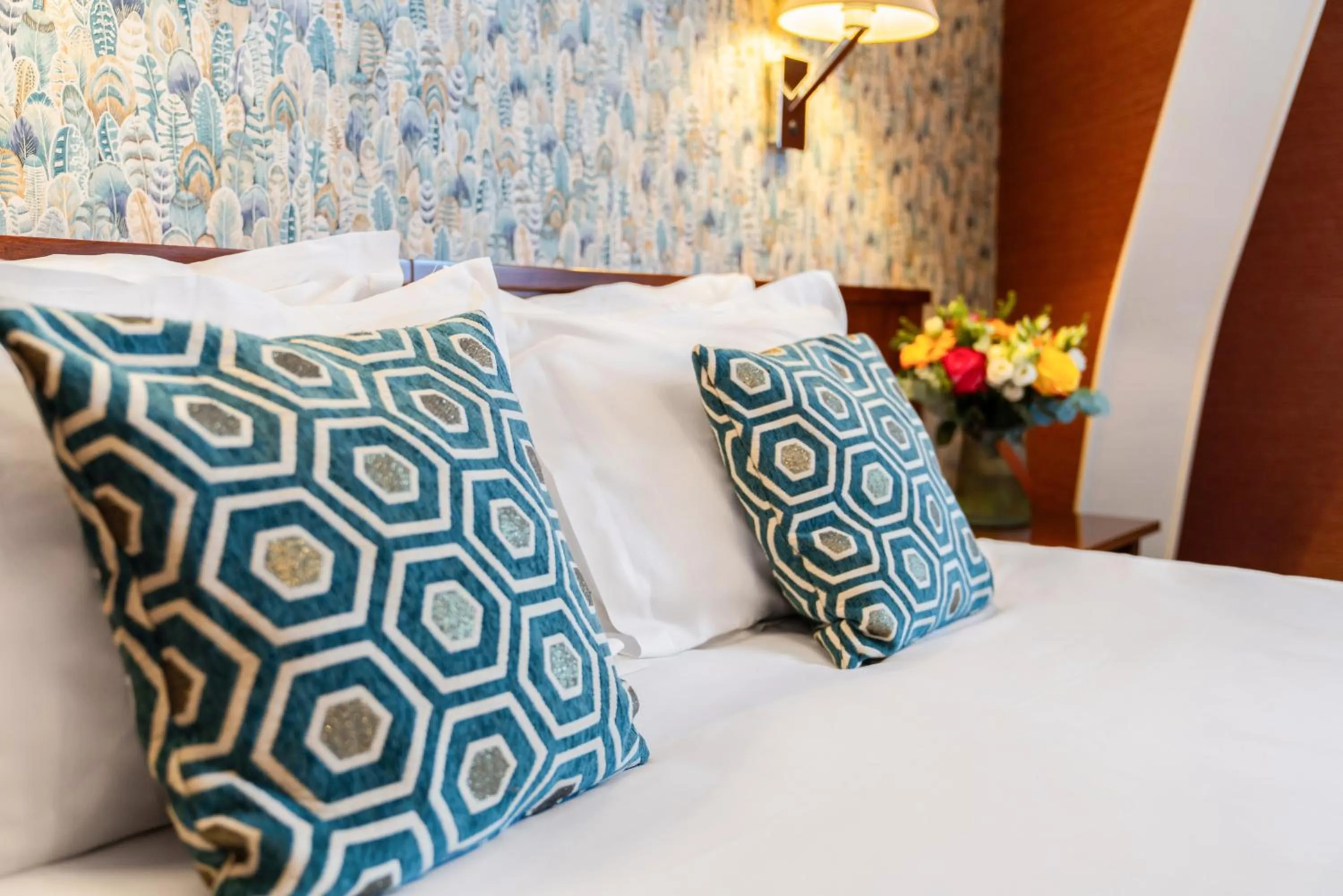 Decorative detail, Bed in The Originals Boutique, Hôtel Normandie, Auxerre