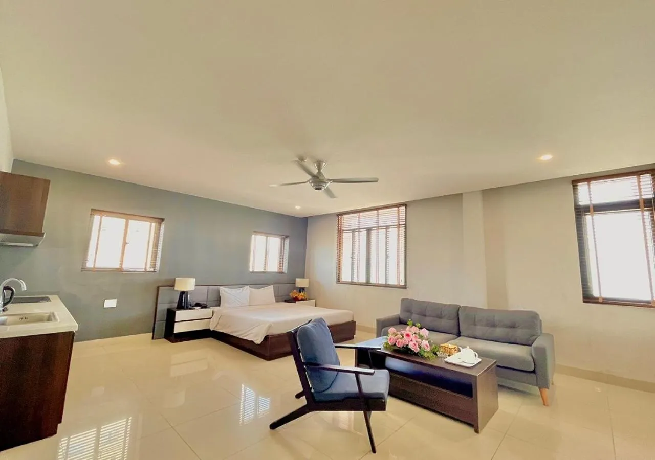 Living room, Bed in My Khe 2 Da Nang Seafront Hotel
