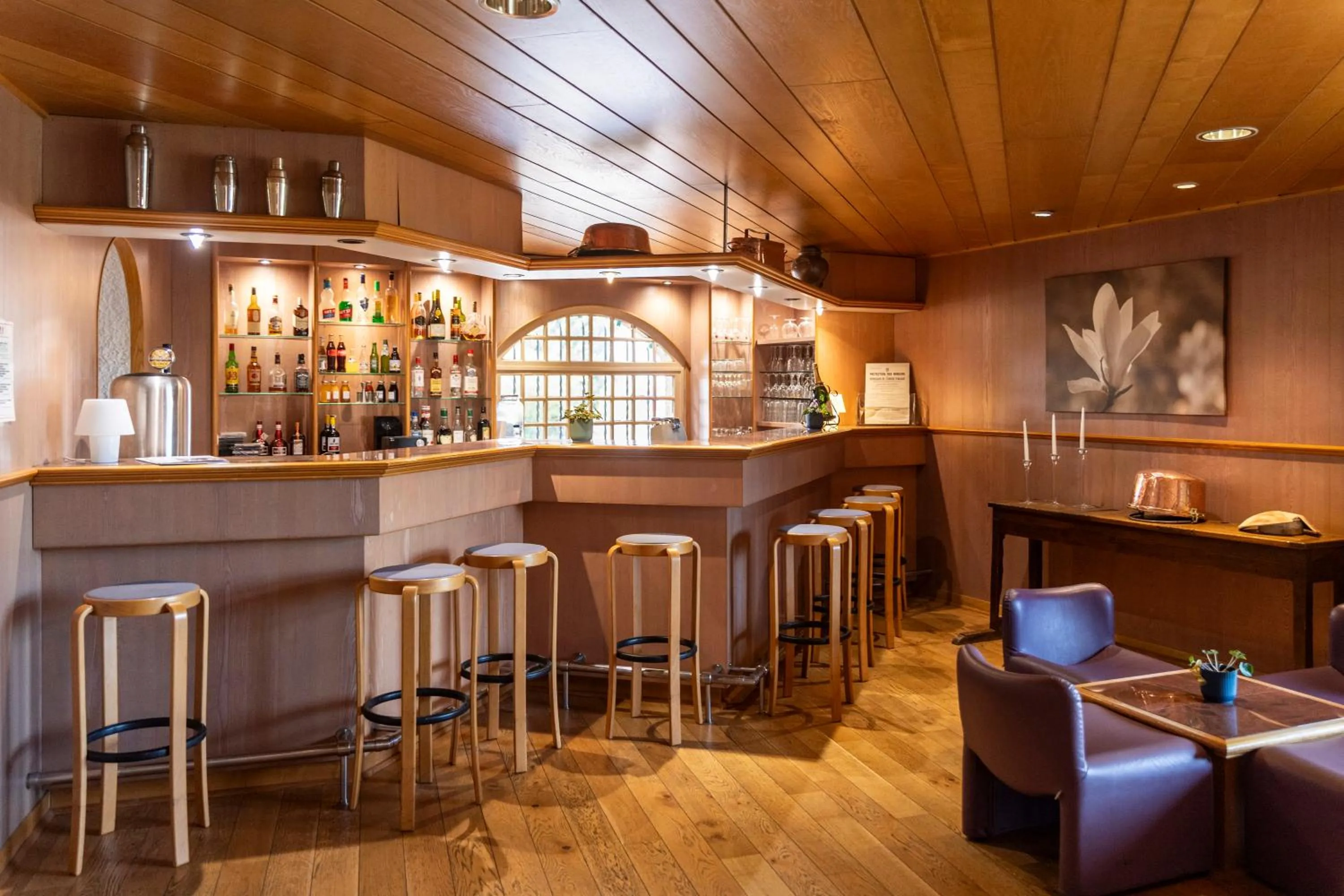 Lounge or bar in Le relais fleuri, Hôtel et restaurant Logis - Avallon