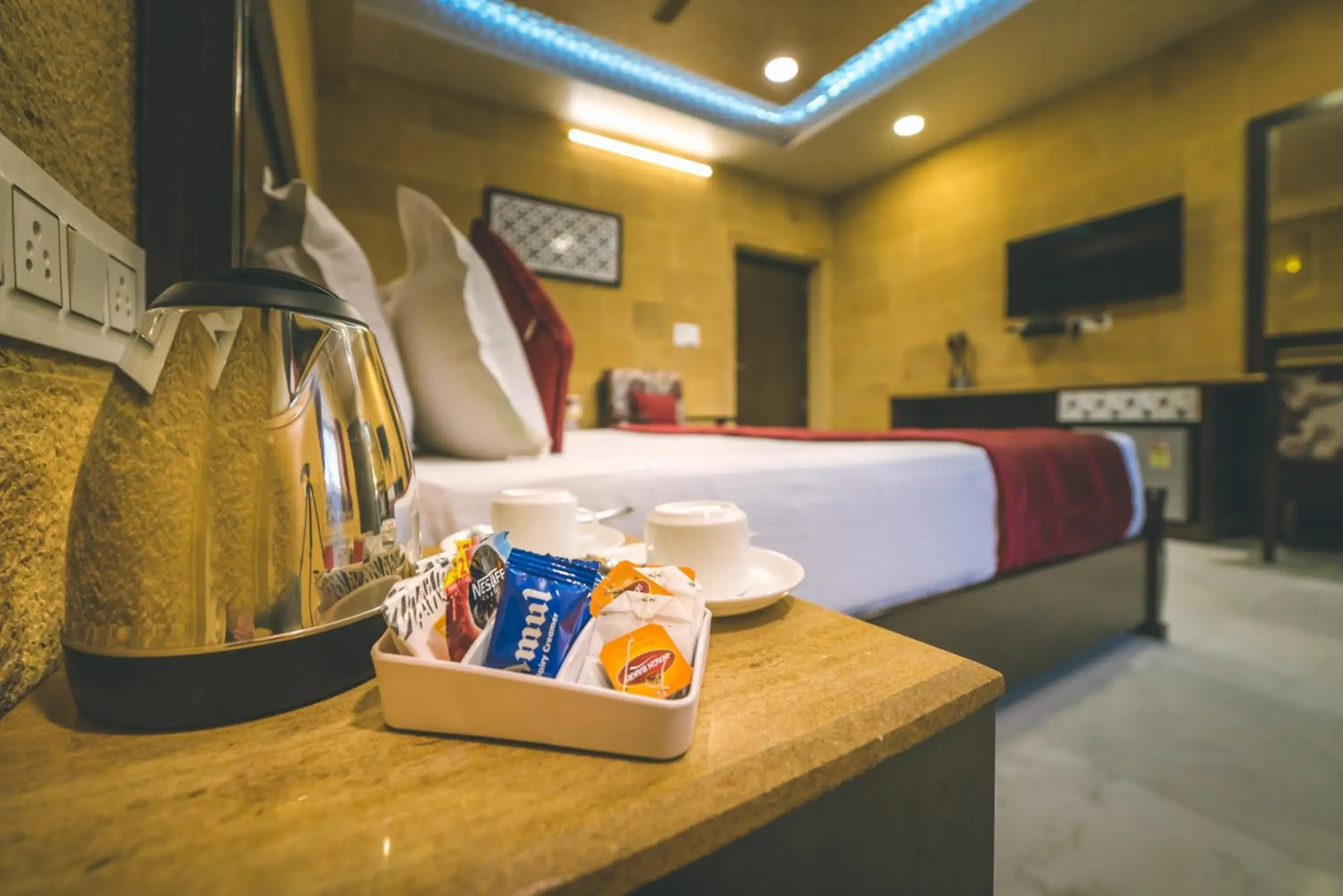 Bed in Hotel Sky Plaza - Best ever view of Jaisalmer Fort Bed in Hotel Sky Plaza - Best ever view of Jaisalmer Fort