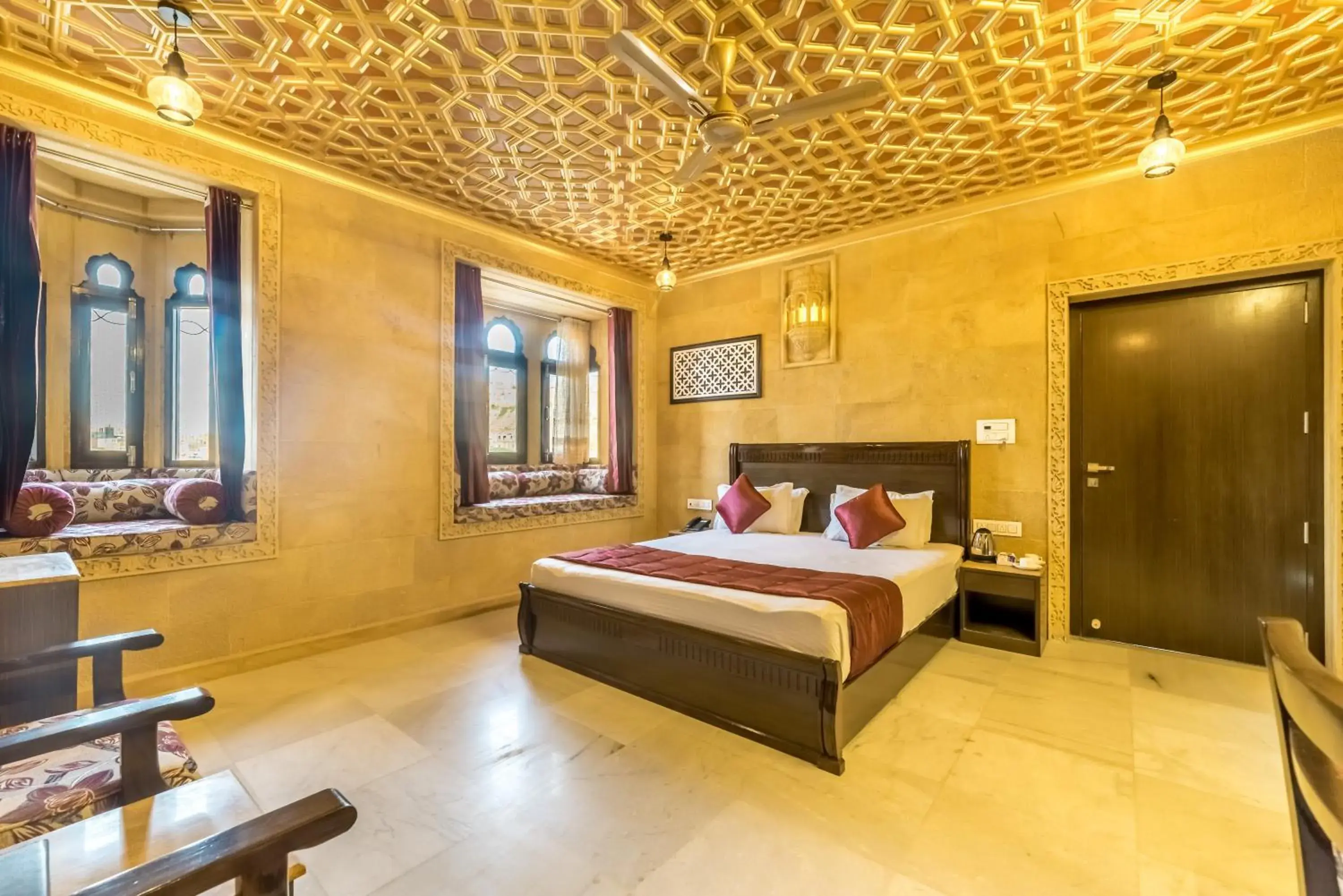 Bed in Hotel Sky Plaza - Best ever view of Jaisalmer Fort Bed in Hotel Sky Plaza - Best ever view of Jaisalmer Fort