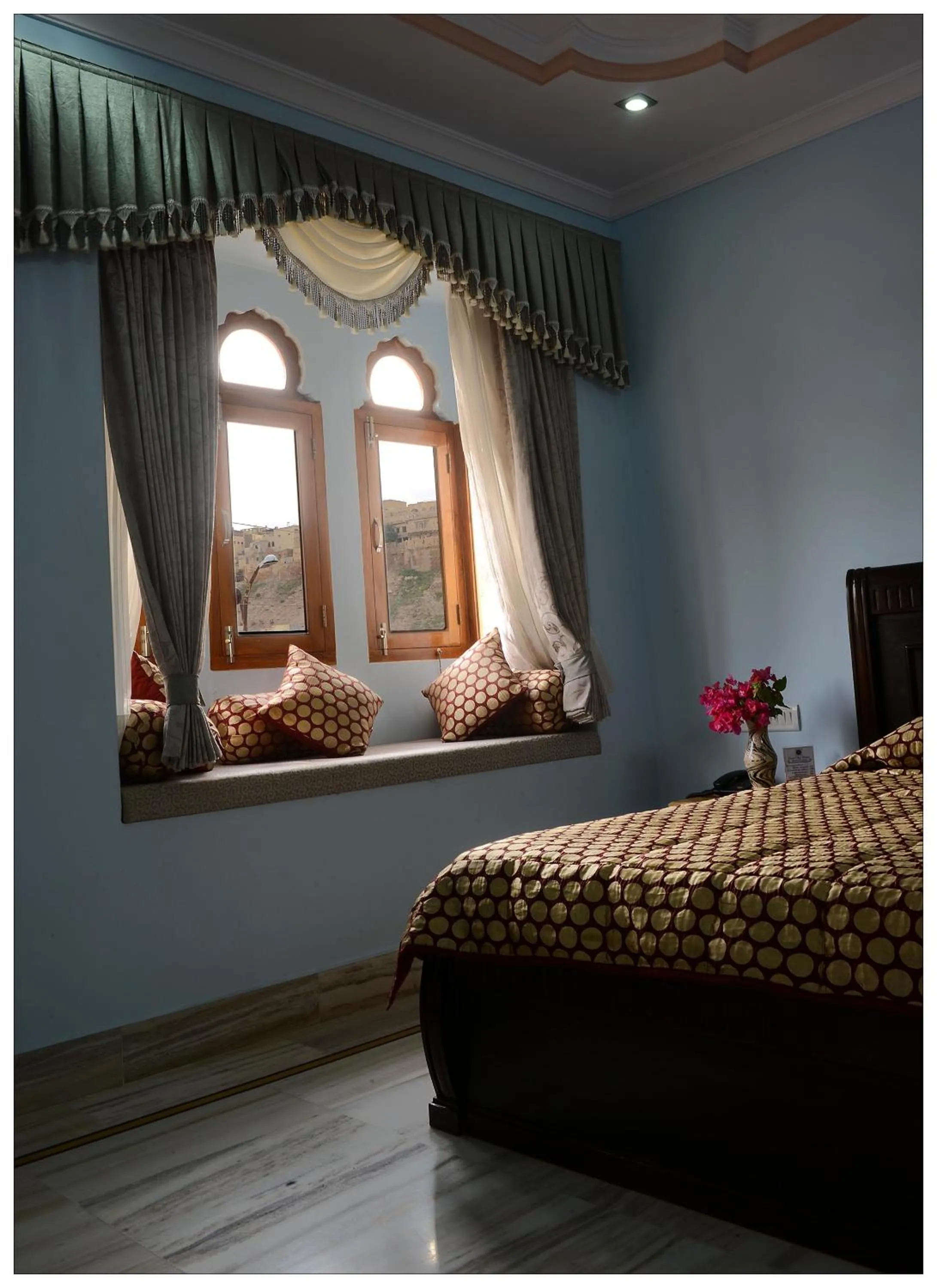 View (from property/room), Bed in Hotel Sky Plaza - Best ever view of Jaisalmer Fort