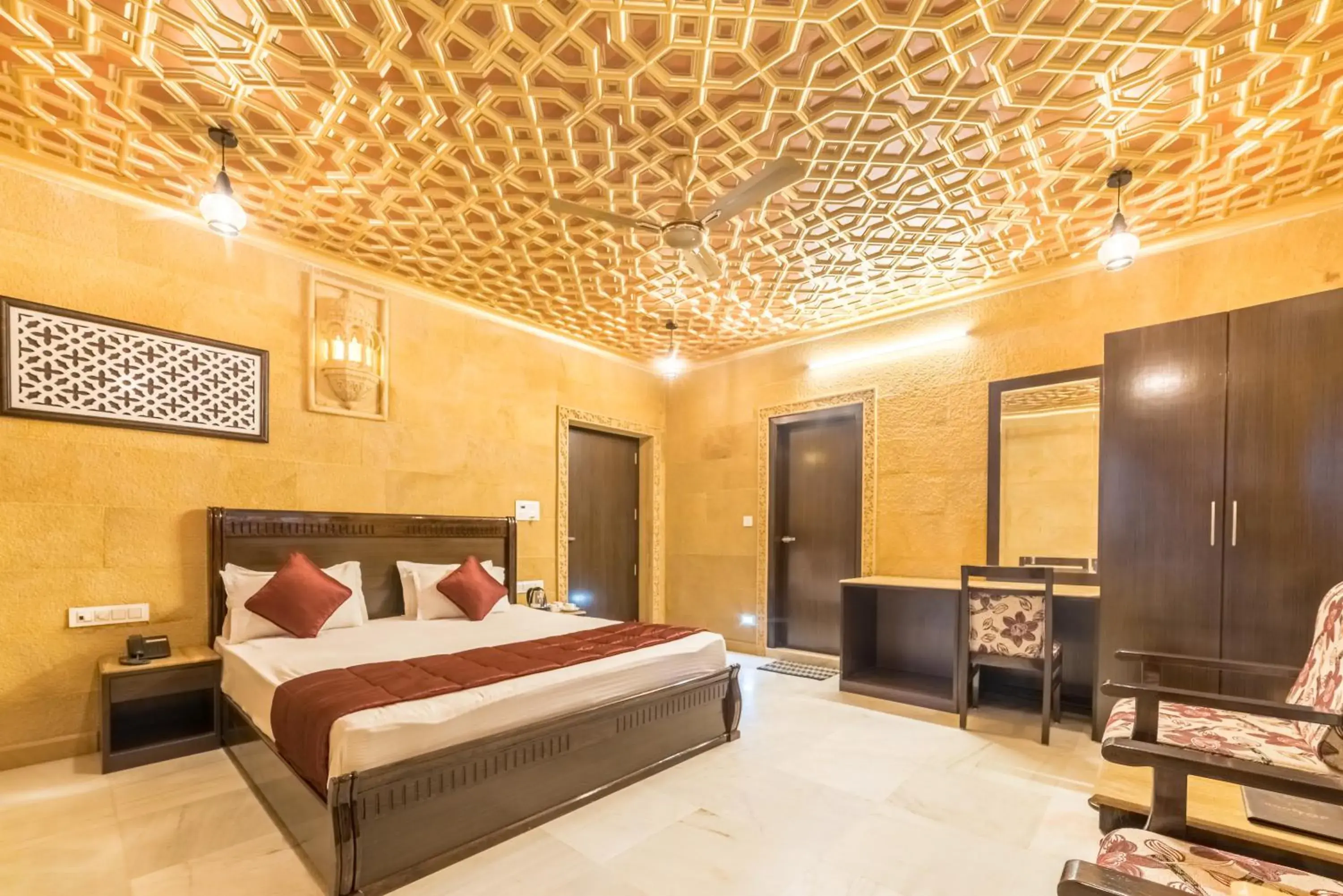 Bed in Hotel Sky Plaza - Best ever view of Jaisalmer Fort Bed in Hotel Sky Plaza - Best ever view of Jaisalmer Fort