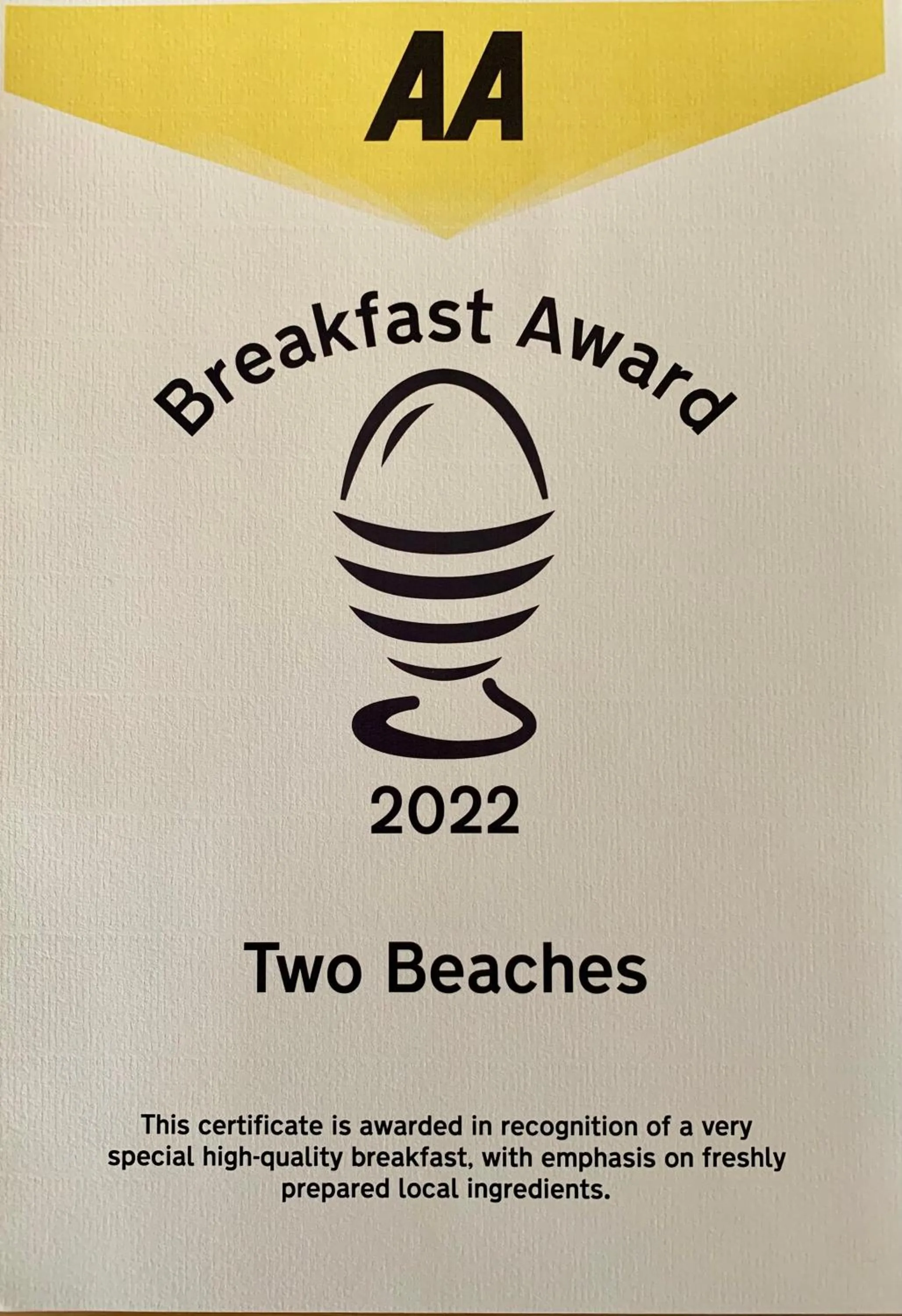 Certificate/Award in Two Beaches