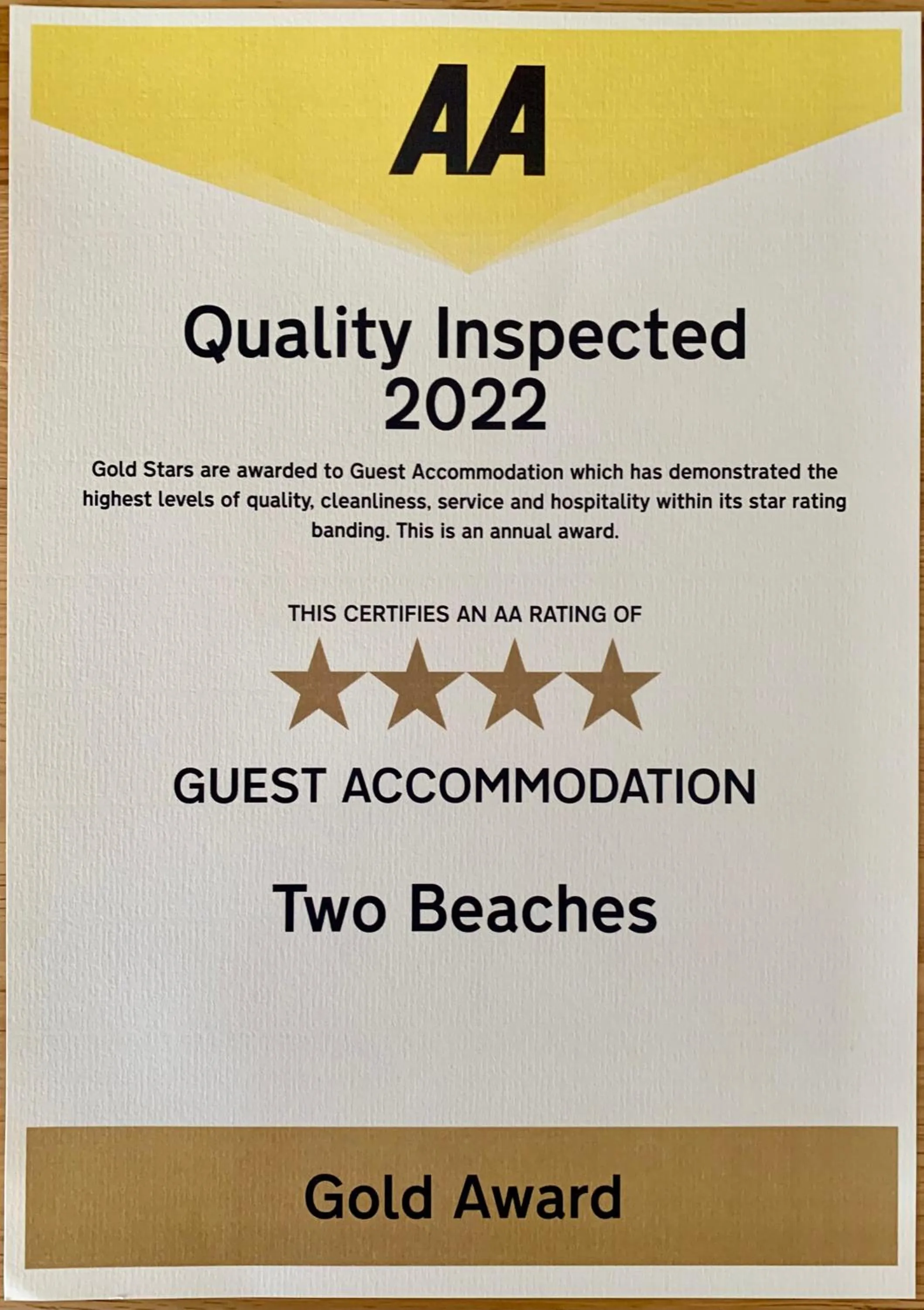 Certificate/Award in Two Beaches