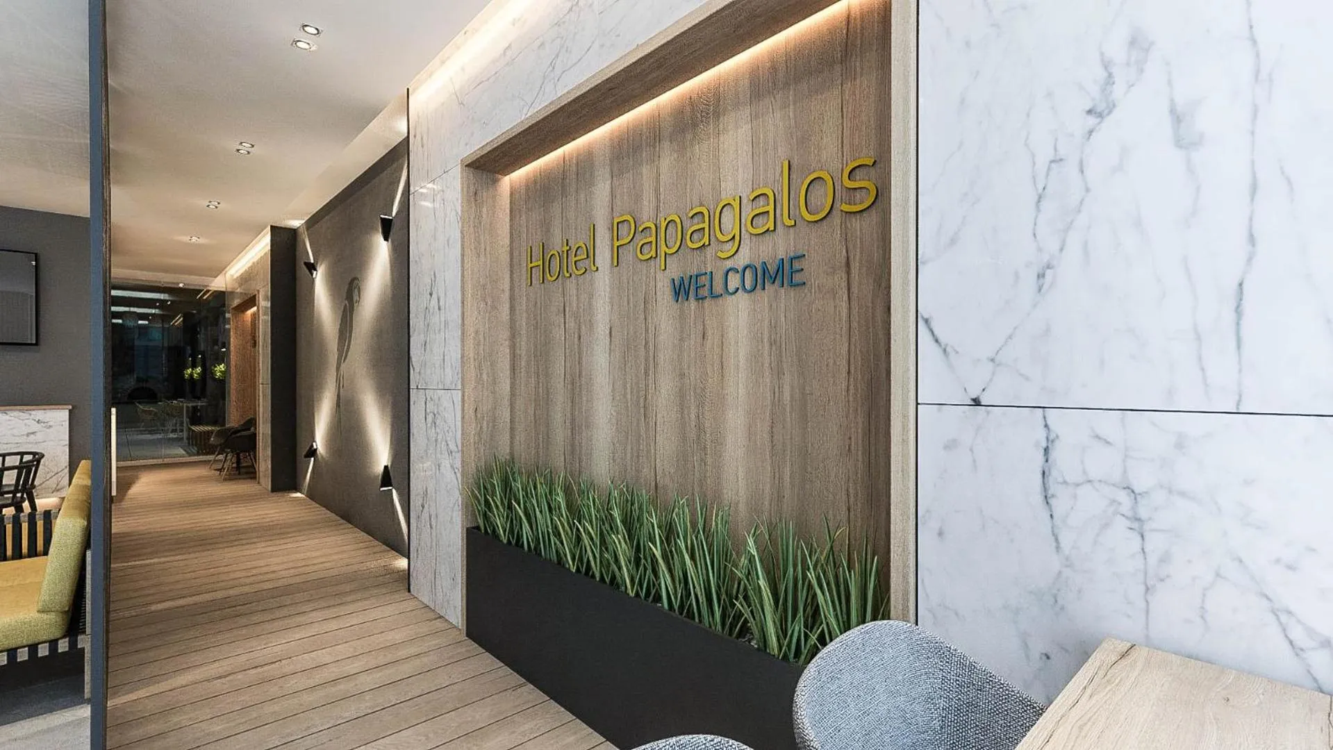 Facade/entrance in Hotel Papagalos