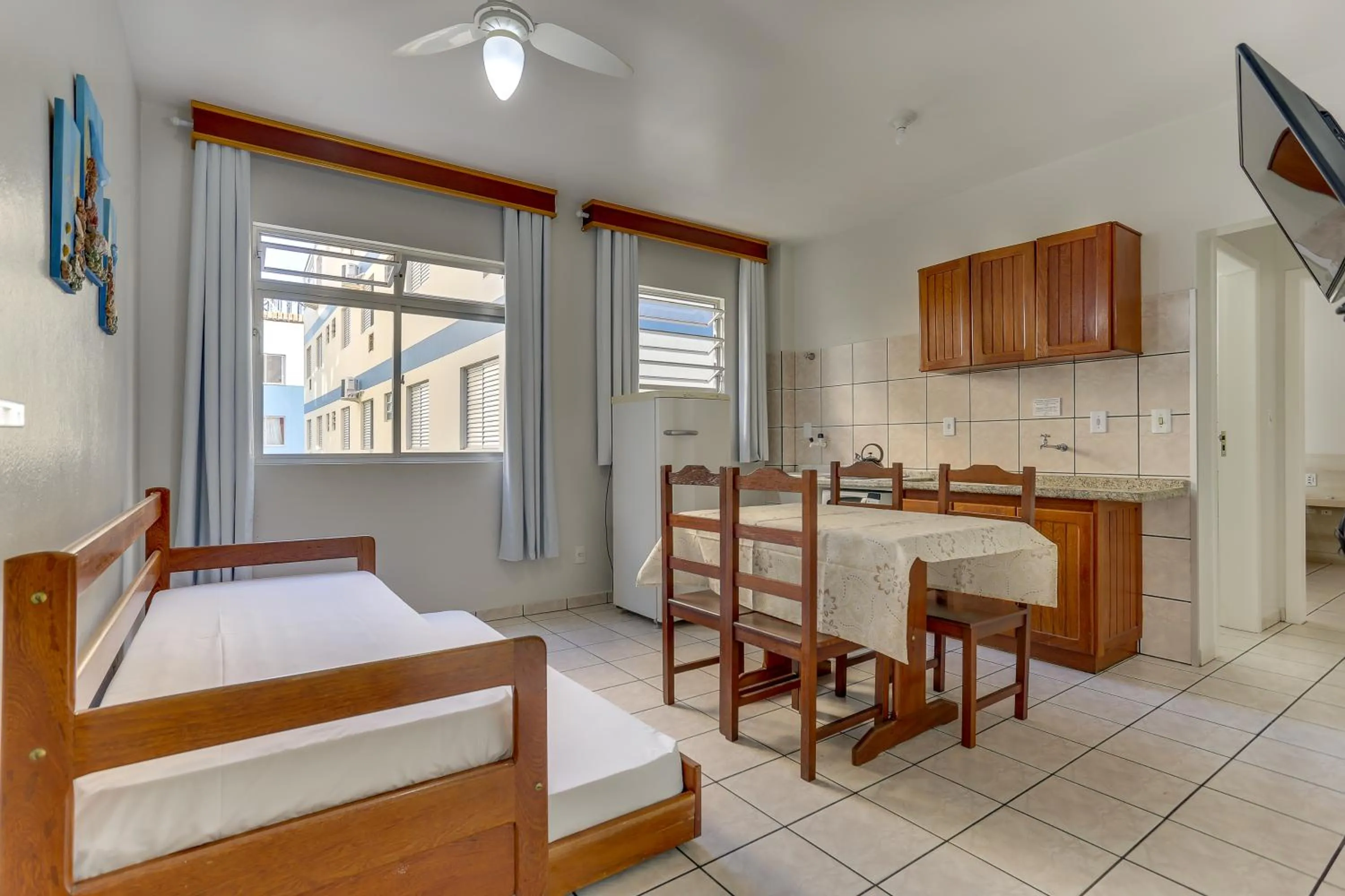 Communal kitchen, Bed in Marazul Apart Hotel