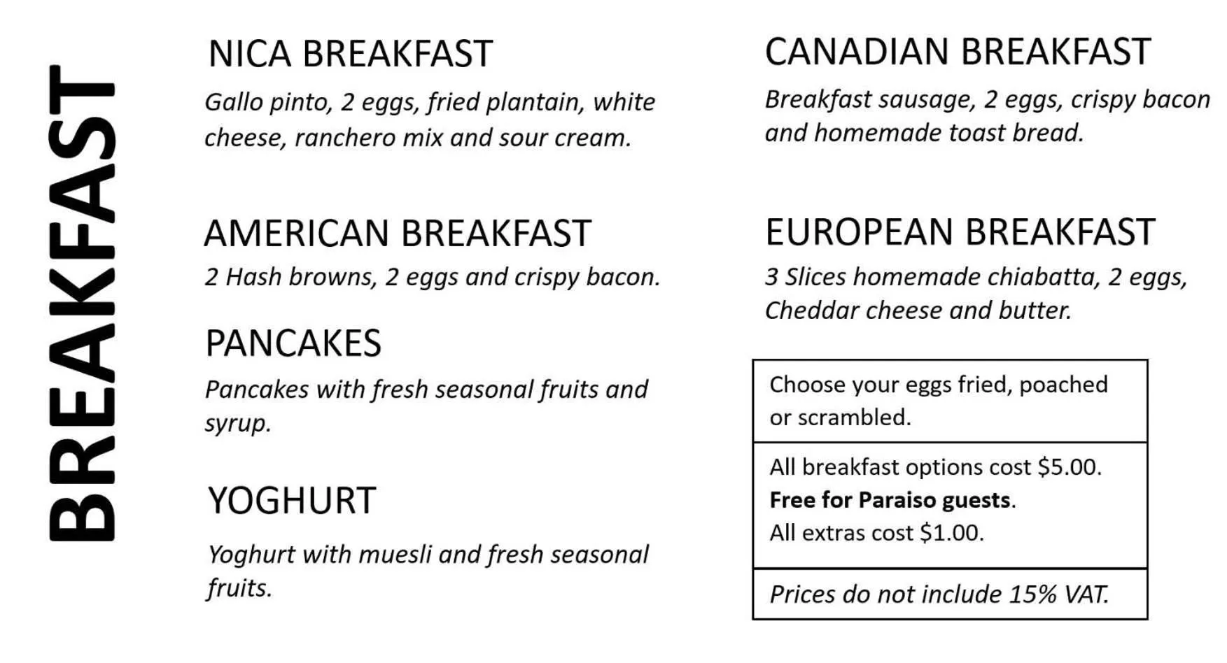 Breakfast in Paraiso Beach Hotel