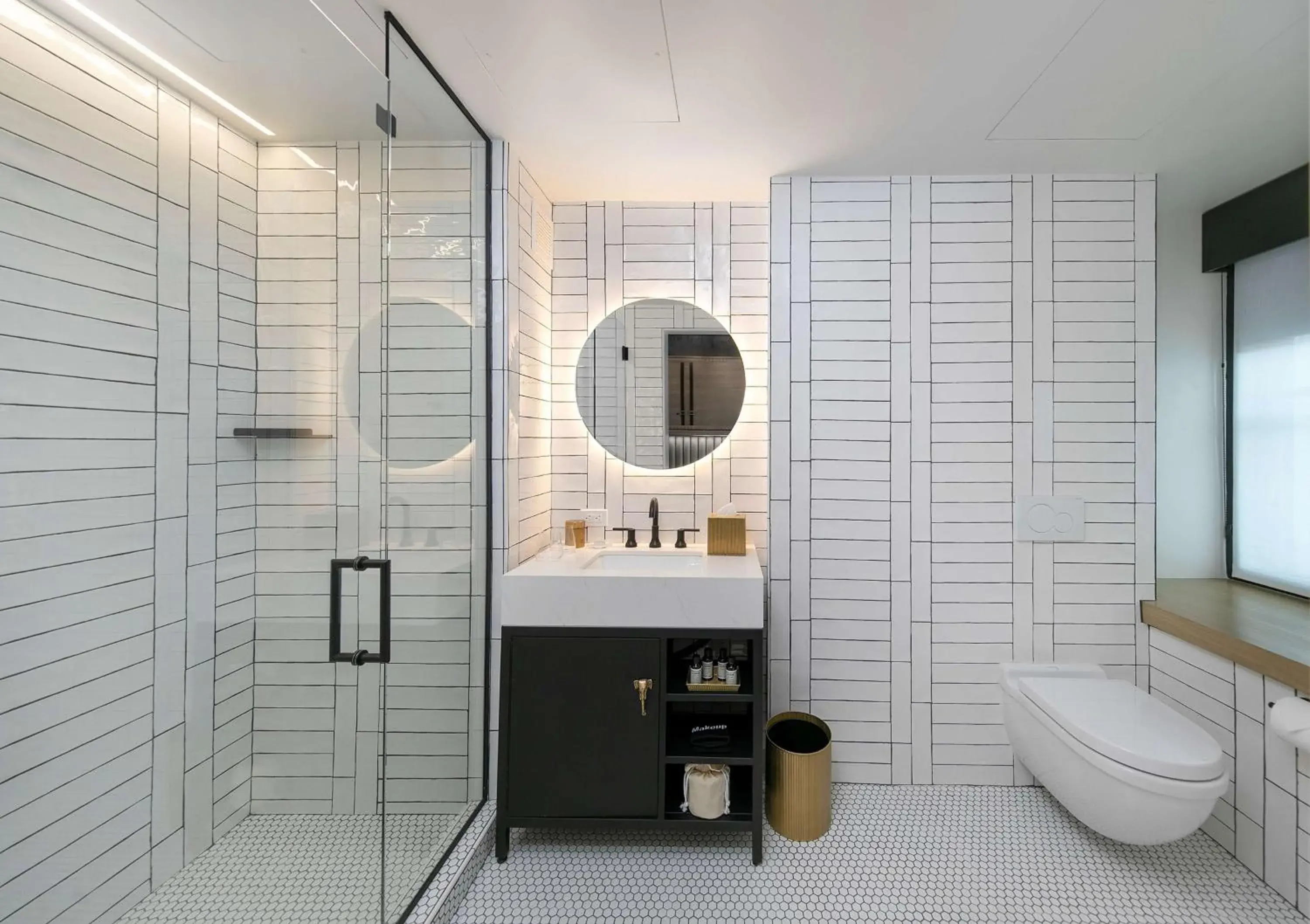 Bathroom in The Wayfarer Downtown LA, Tapestry Collection by Hilton Bathroom in The Wayfarer Downtown LA, Tapestry Collection by Hilton