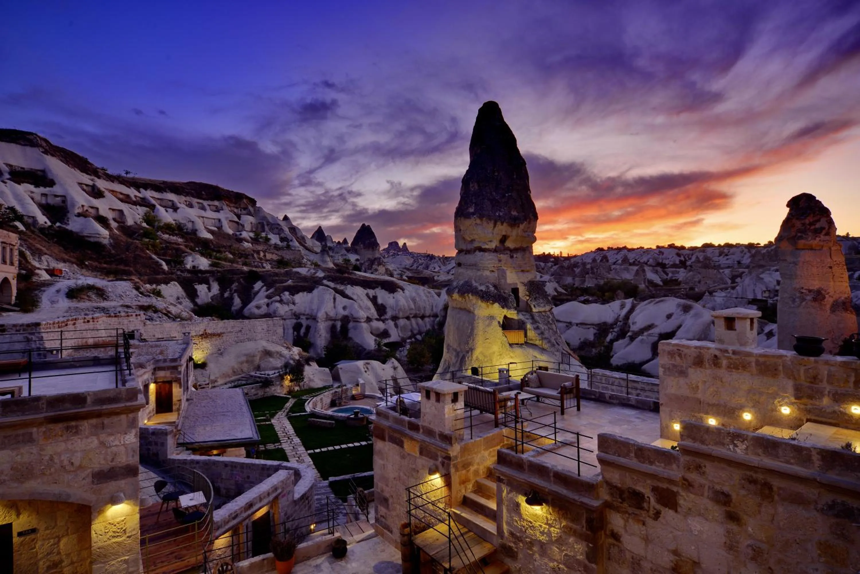 Sunset in Aza Cave Cappadocia Adult Hotel
