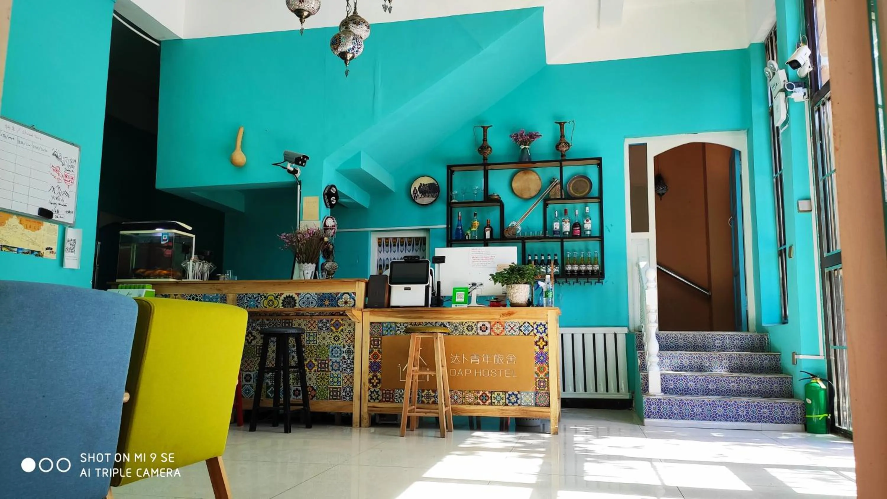 Seating area in New Dap Hostel (in Grape Town)