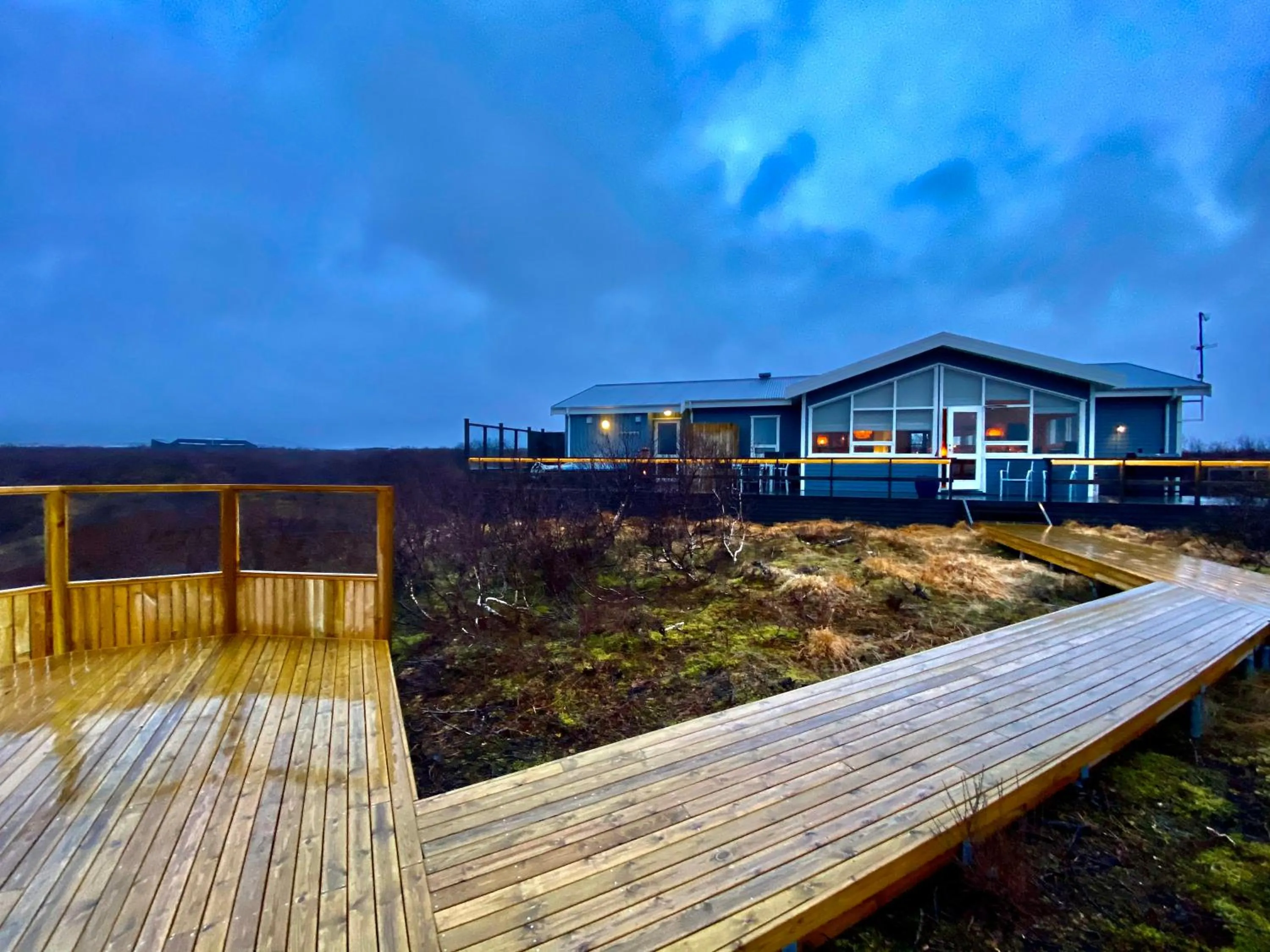 Balcony/Terrace in Riverfront romantic Asgardur vacation home of comfort
