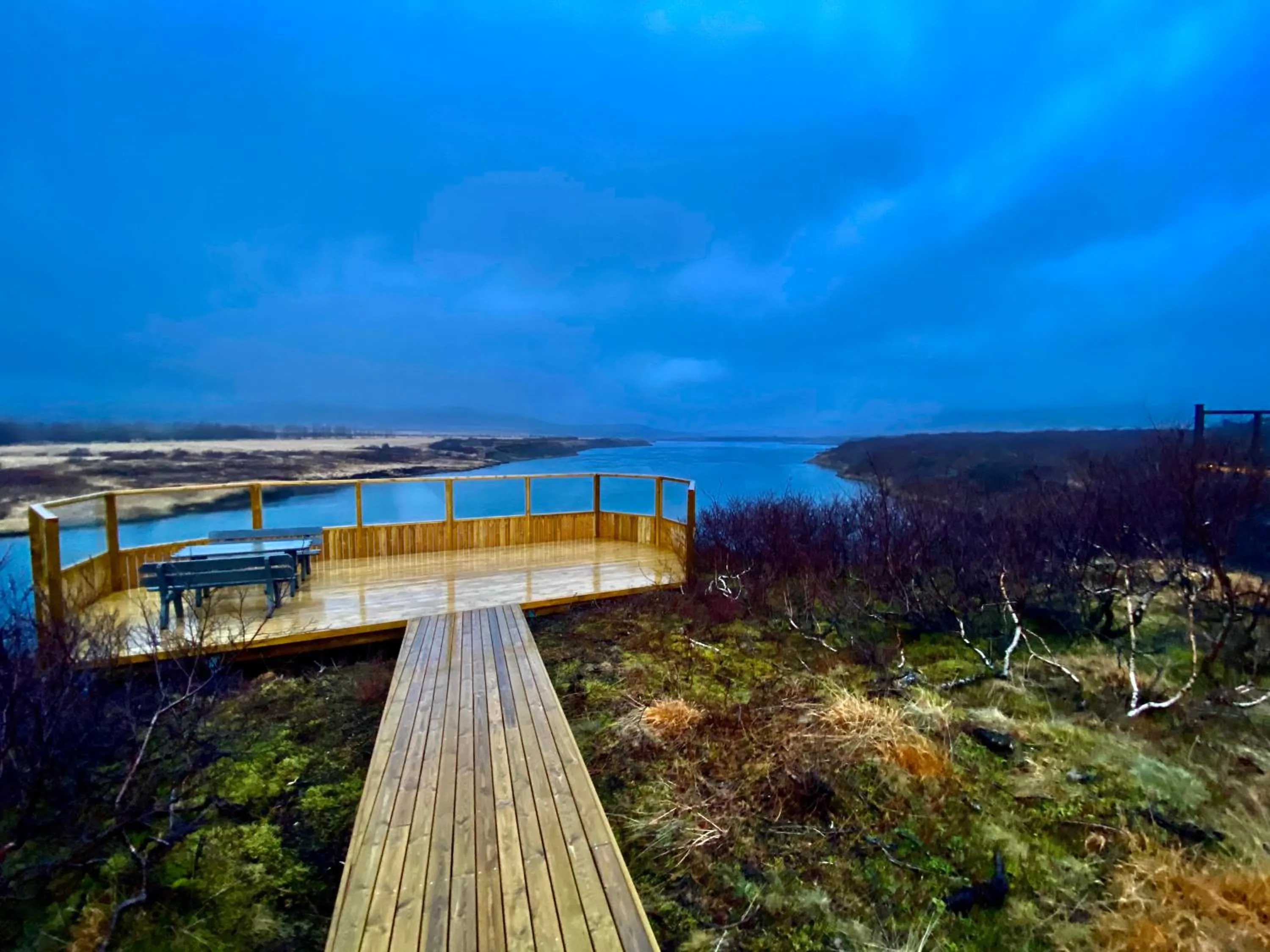 Balcony/Terrace in Riverfront romantic Asgardur vacation home of comfort