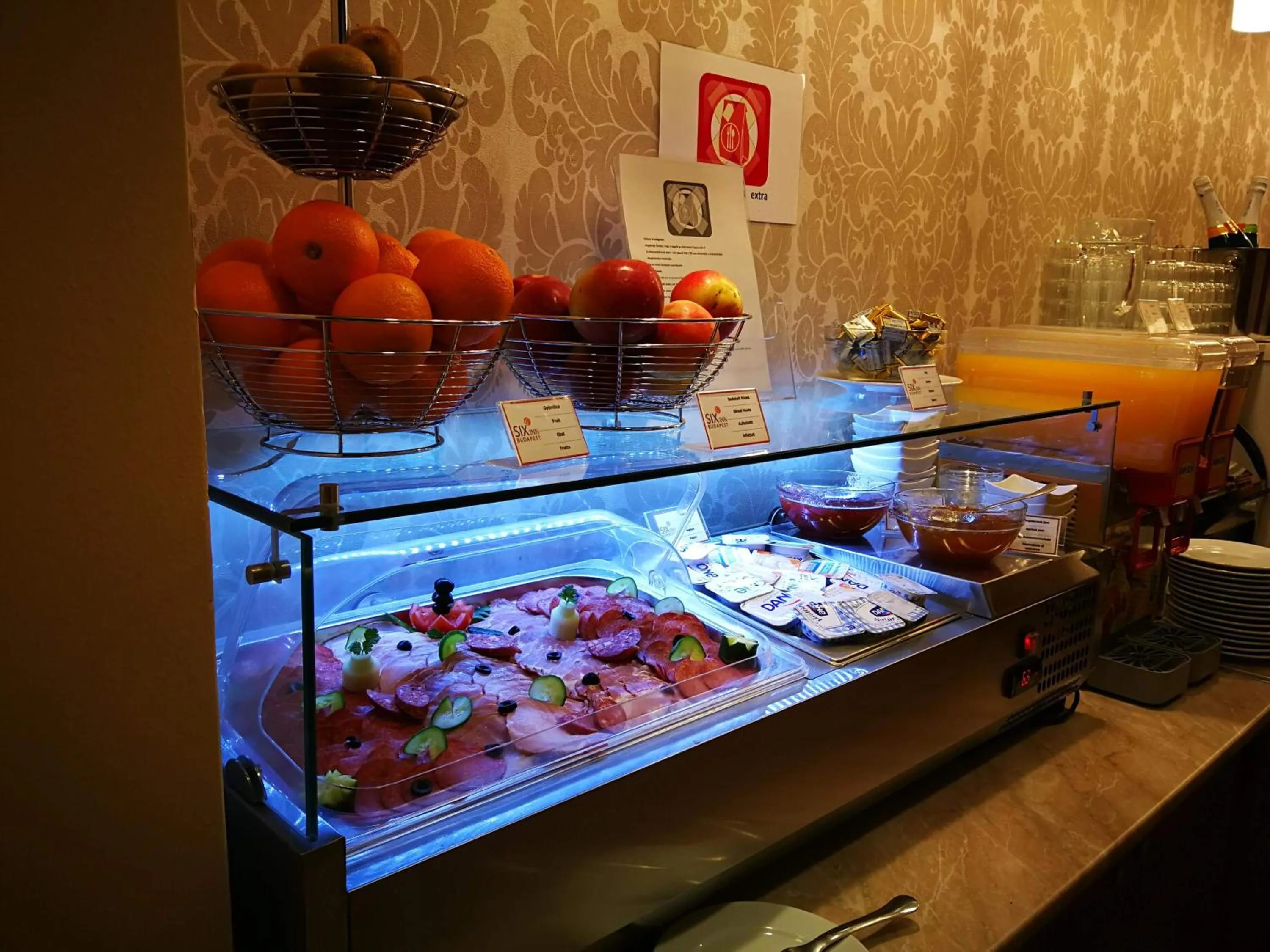 Buffet breakfast in Six Inn Hotel Budapest
