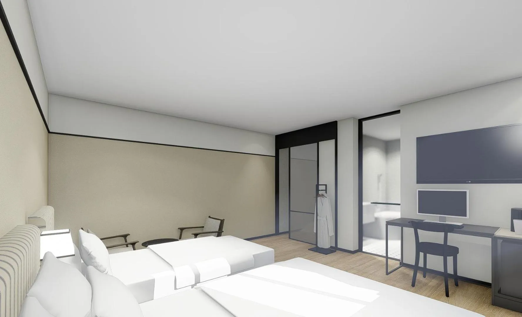 Bed in Brown-Dot Hotel Dongchon Amusement Park