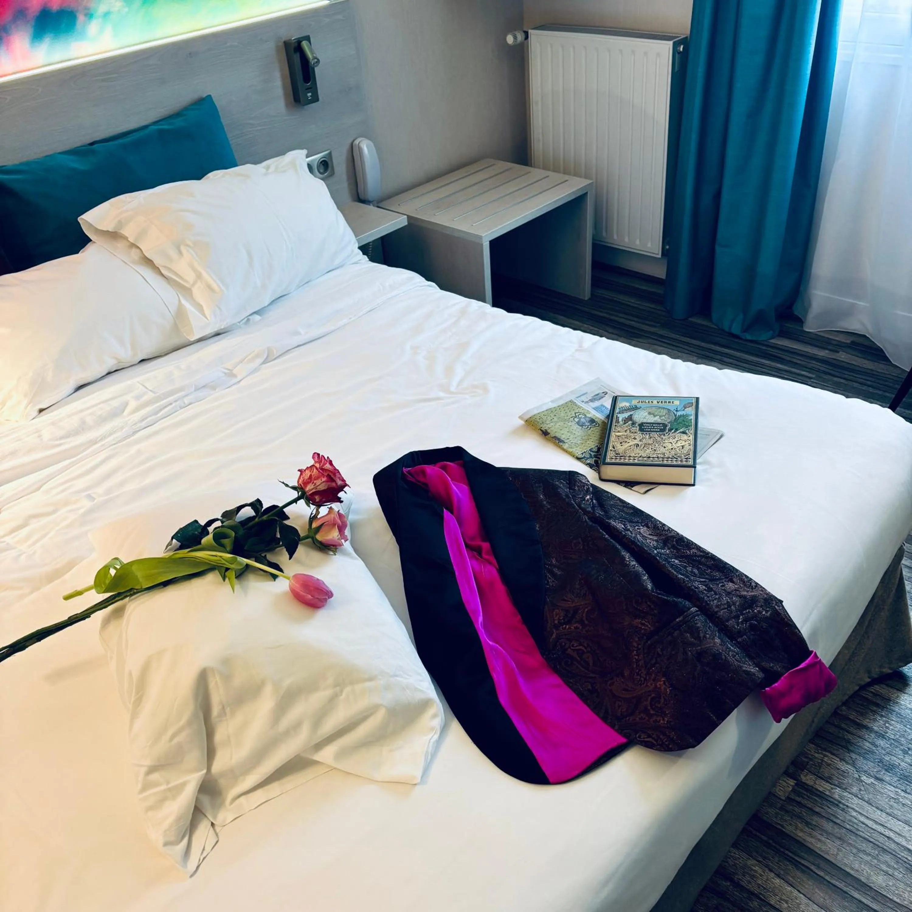 Bed in Logis Hôtel-Restaurant LE FONTARABIE