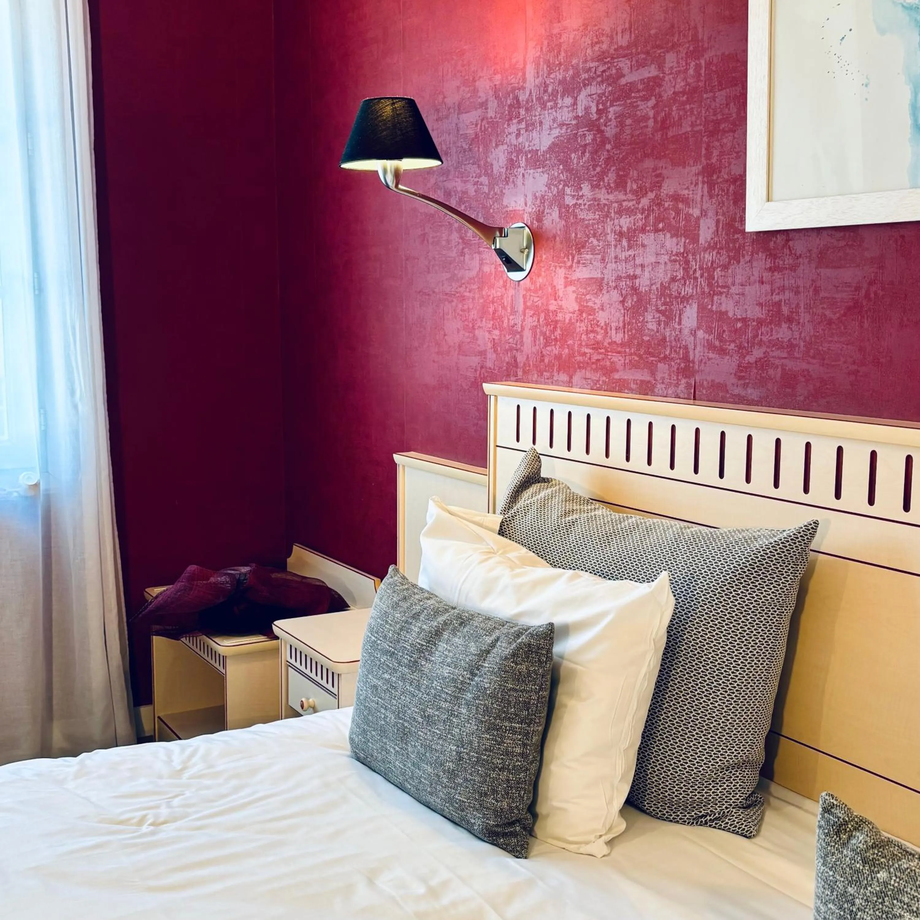 Bed in Logis Hôtel-Restaurant LE FONTARABIE