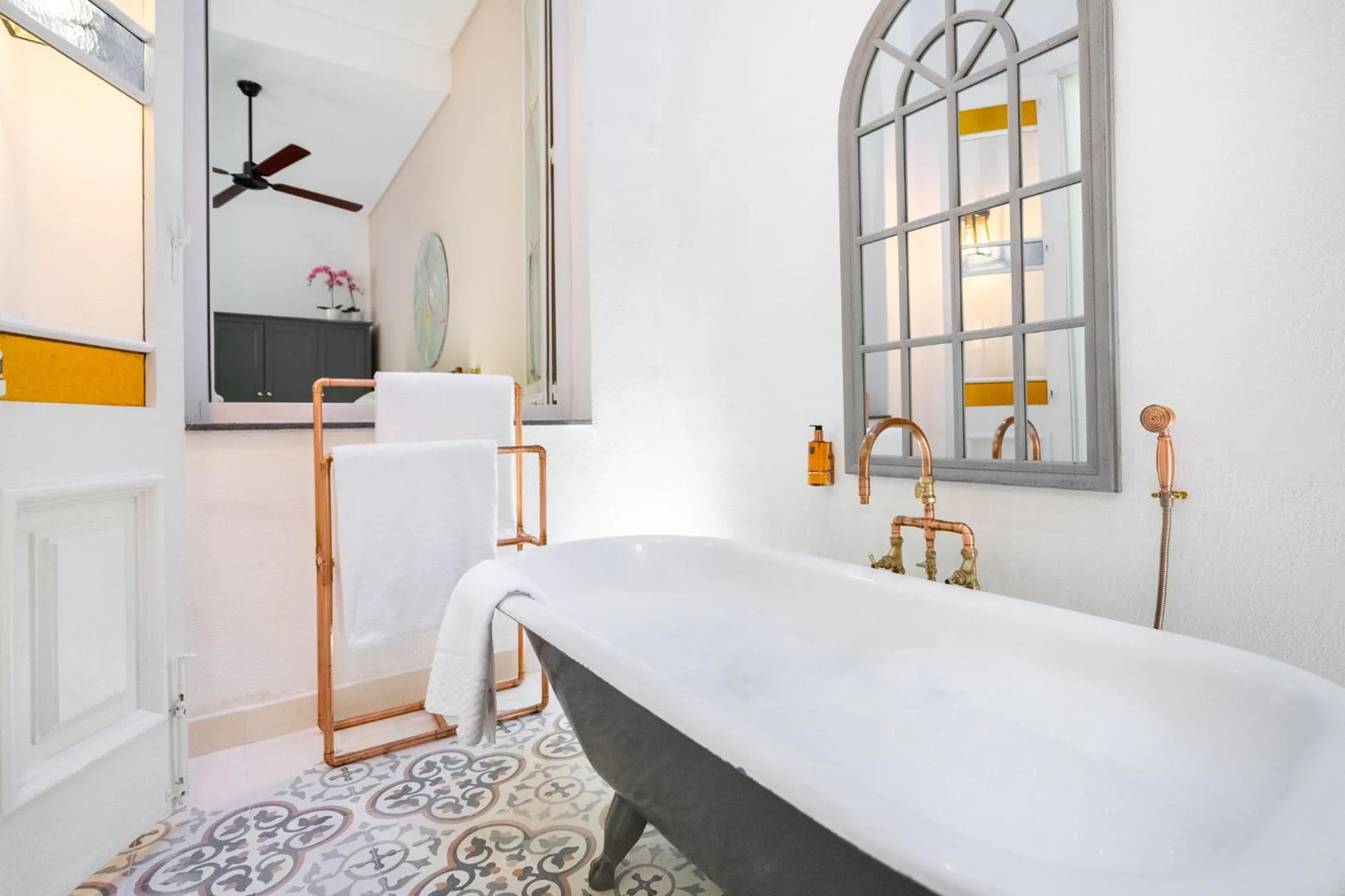 Patio in Amazing Art Deco Villa 150m to sea with Daily Housekeeping