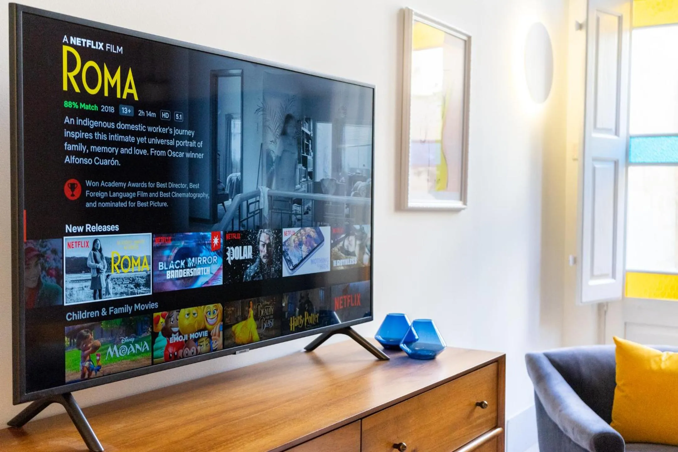 TV and multimedia in Amazing Art Deco Villa 150m to sea with Daily Housekeeping