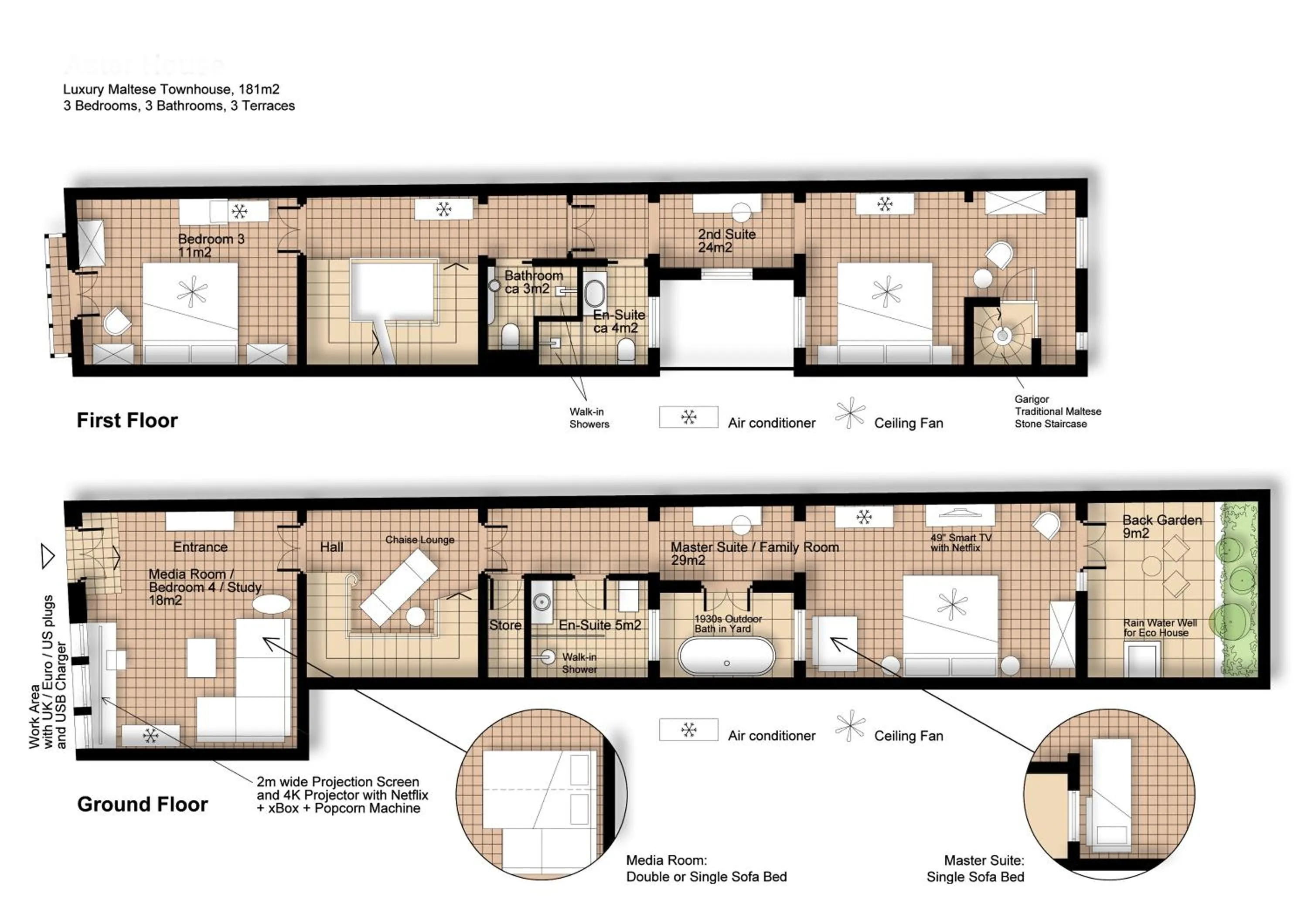Floor plan in Amazing Art Deco Villa 150m to sea with Daily Housekeeping
