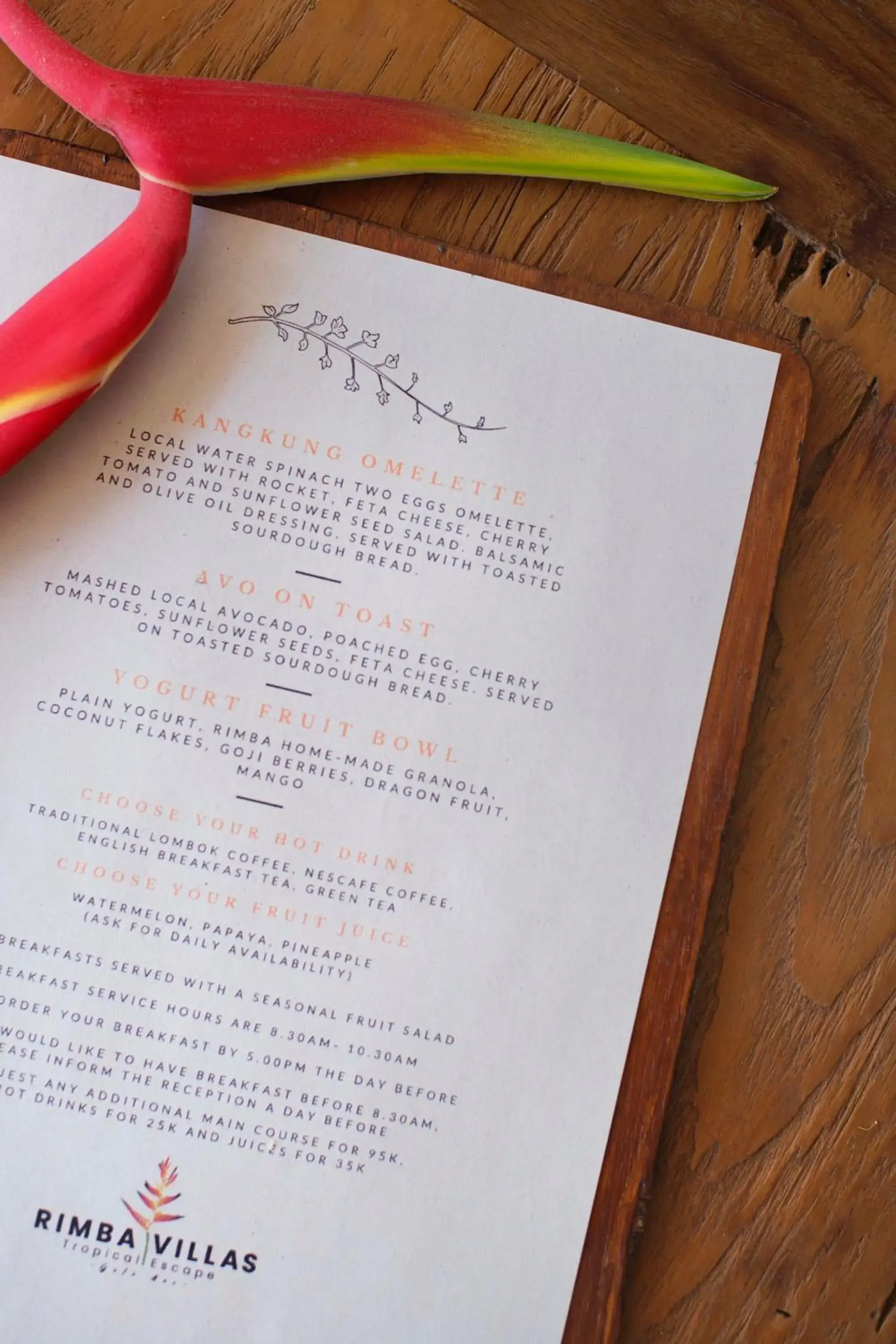 Food and drinks in Rimba Villas Gili Air Food and drinks in Rimba Villas Gili Air