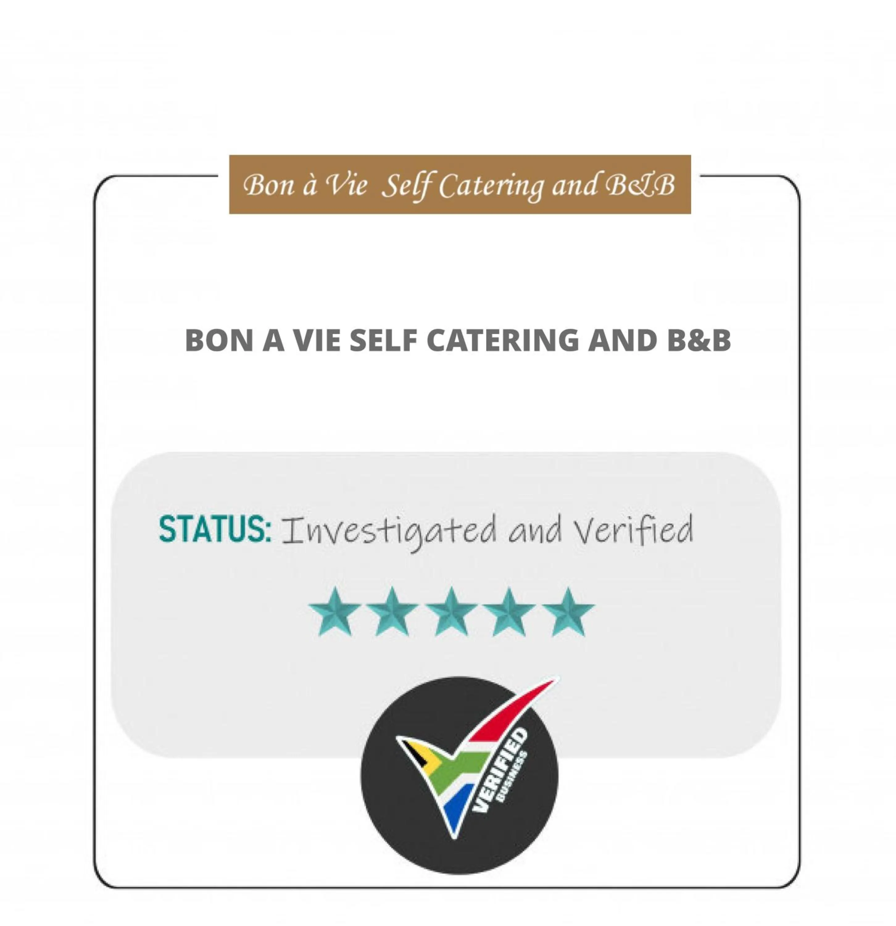 Logo/Certificate/Sign in Bon A Vie Self-catering and b&b Gonubie Full Solar Power, no load shedding!