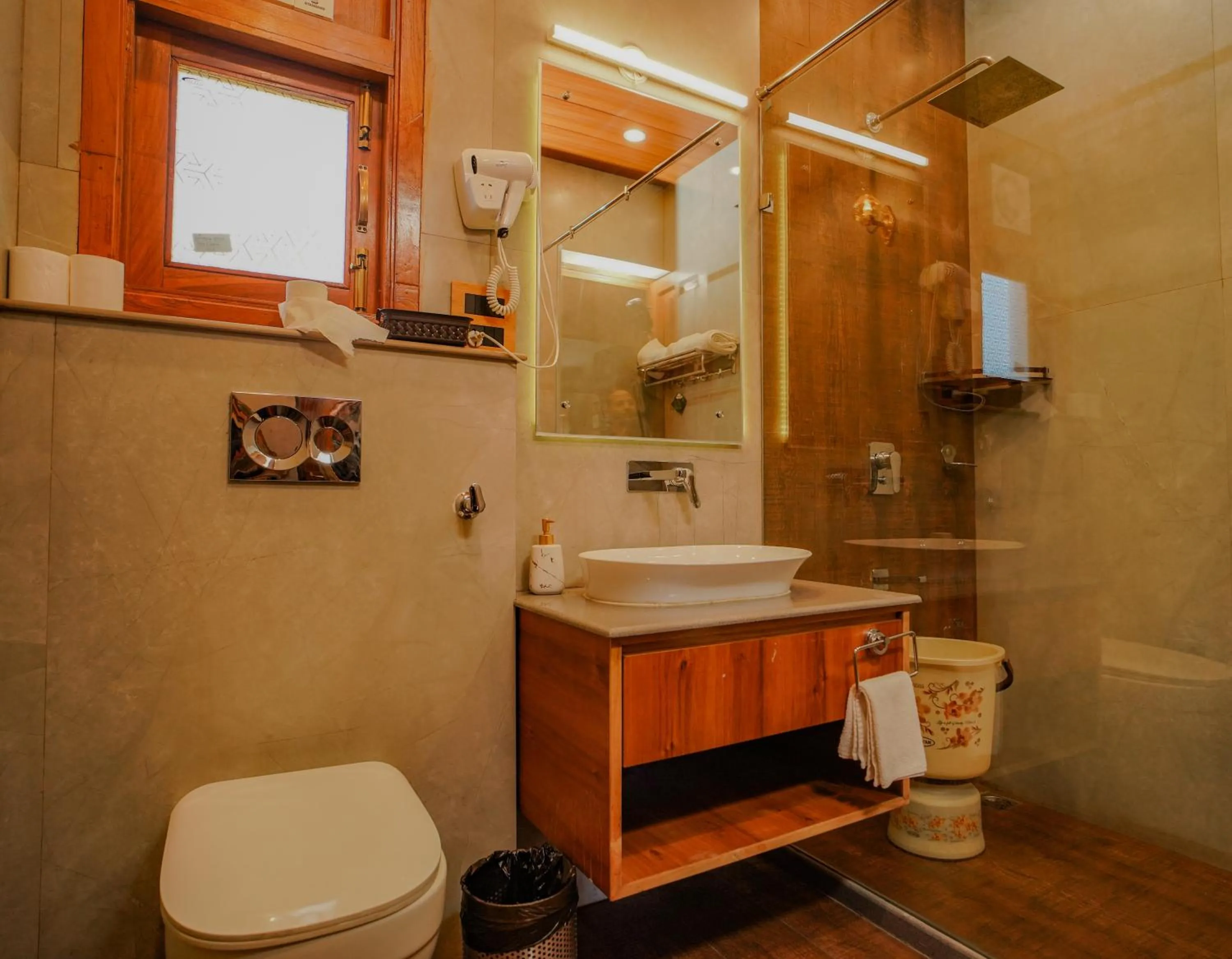 Shower in Neelesh Inn- A Luxury Lake View Hotel- 20 kms from Nainital