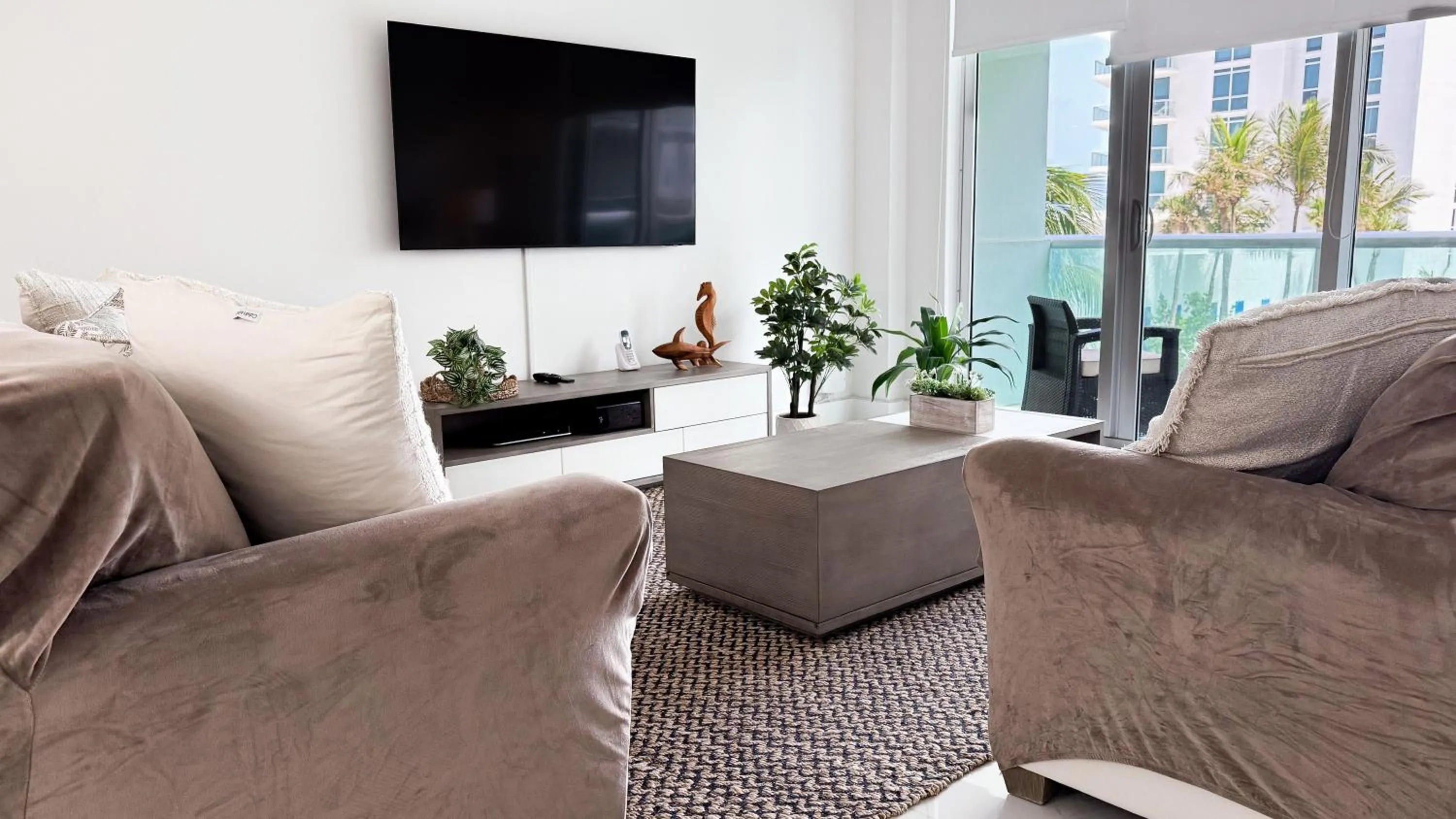 Living room in The Tides Apartments on the beach