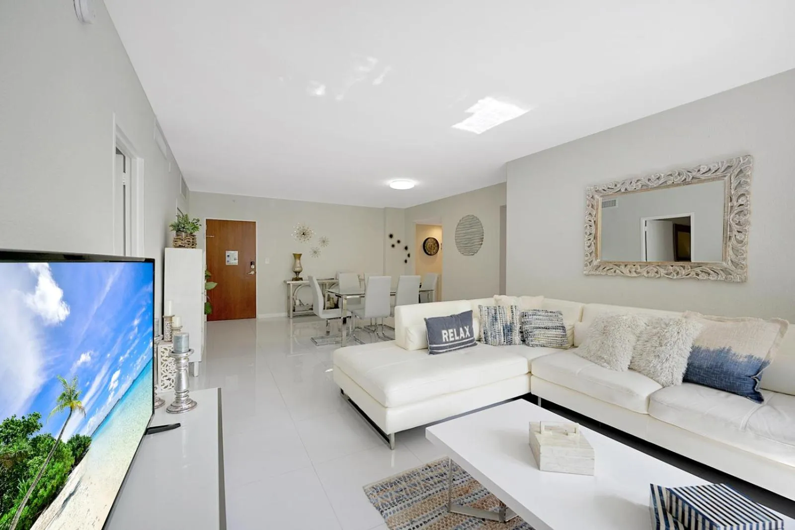 Living room in The Tides Apartments on the beach