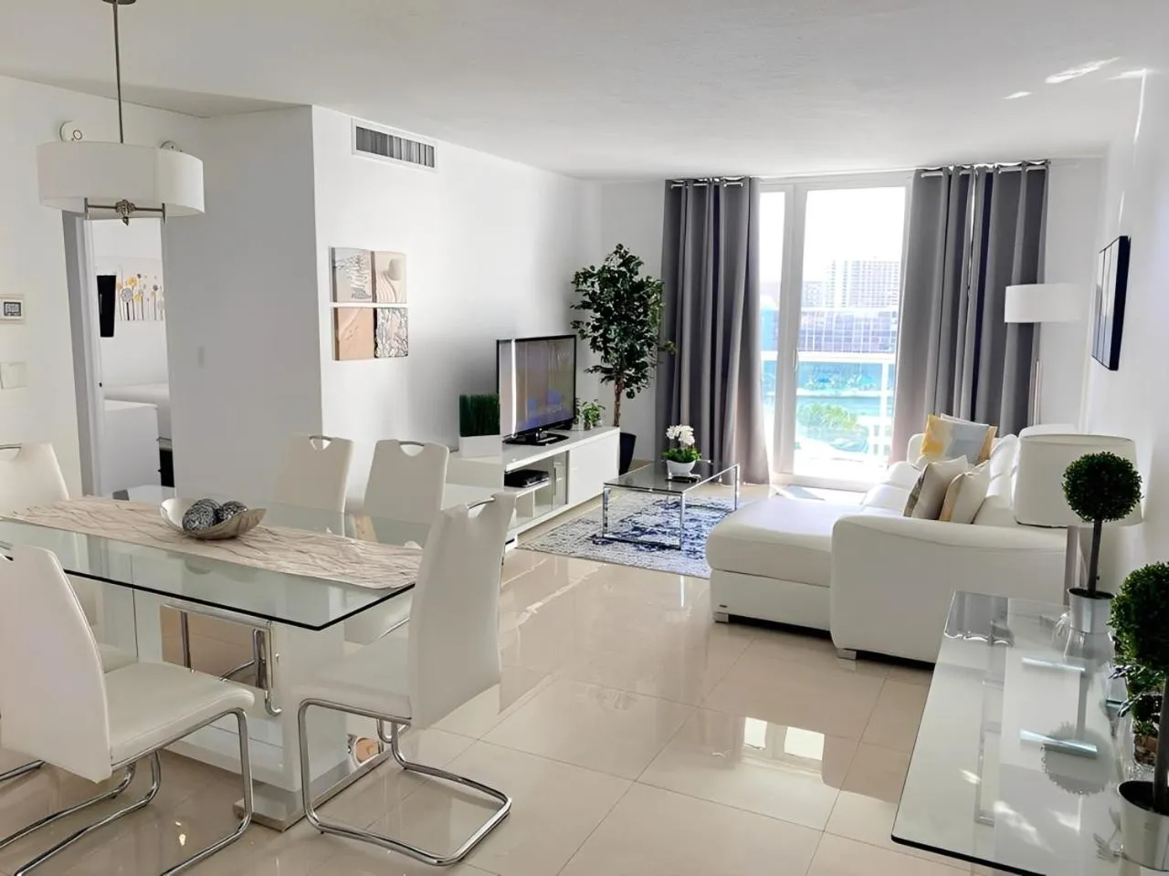 Living room in The Tides Apartments on the beach