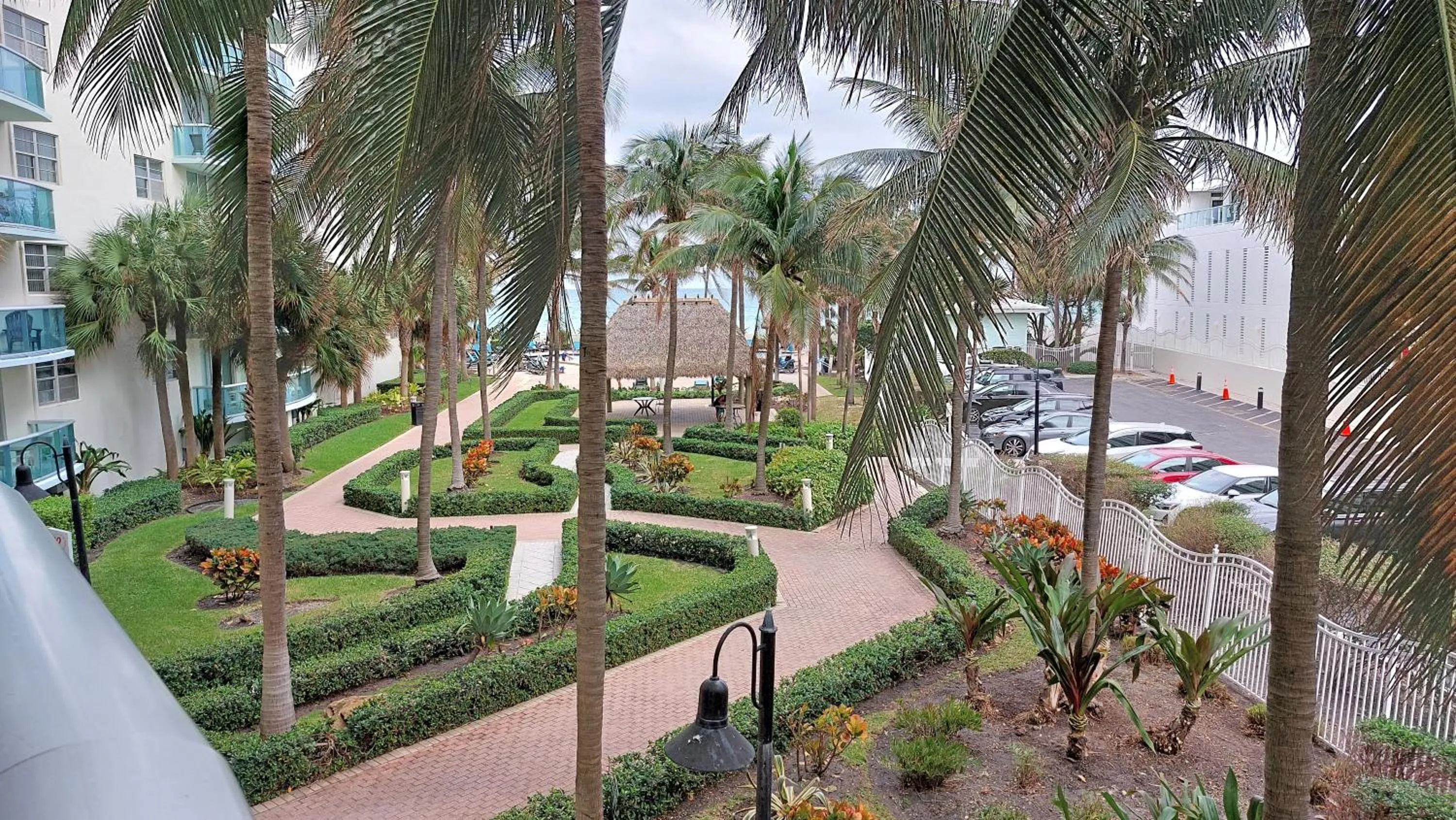 Garden view in The Tides Apartments on the beach