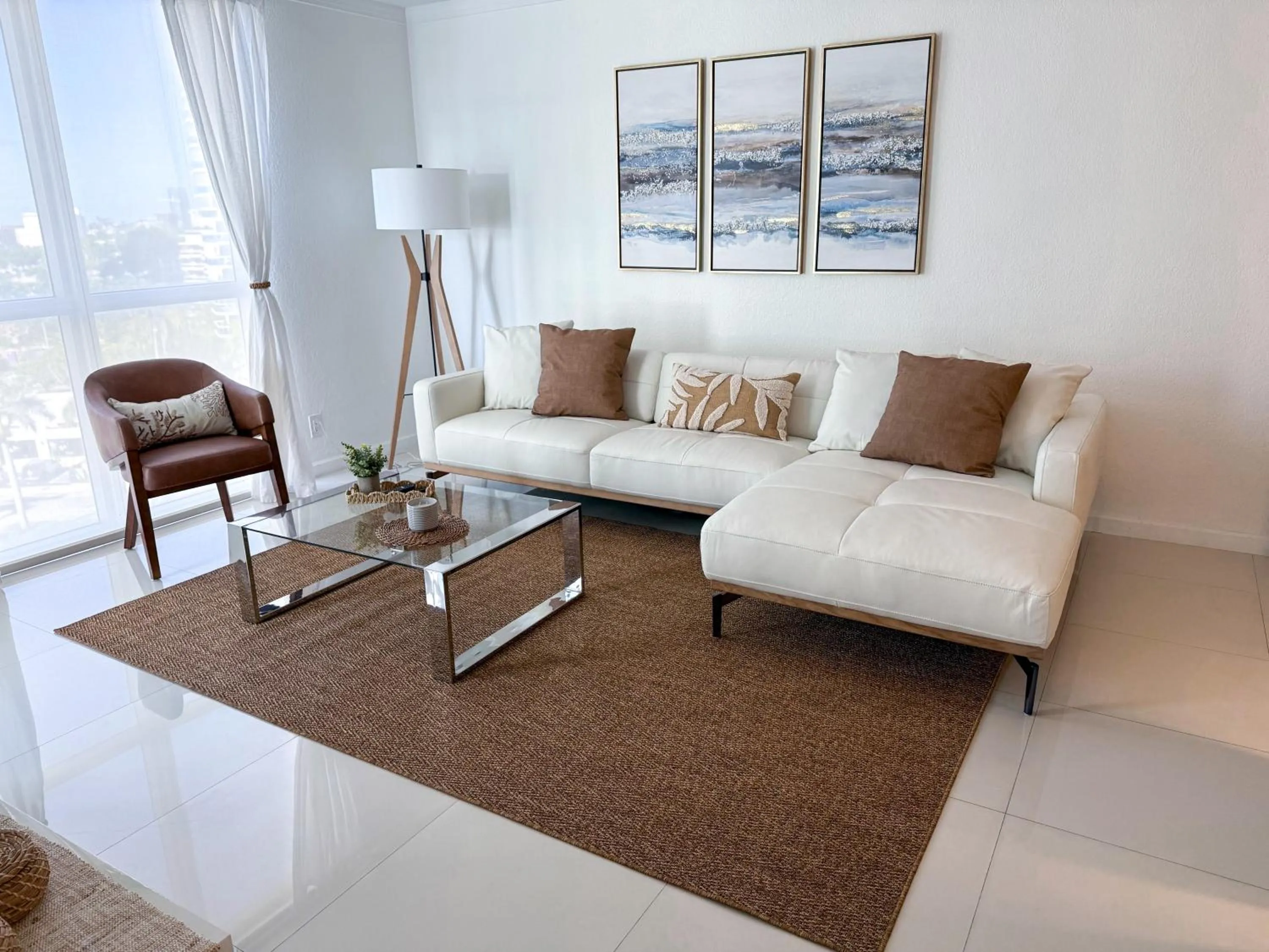 Living room in The Tides Apartments on the beach