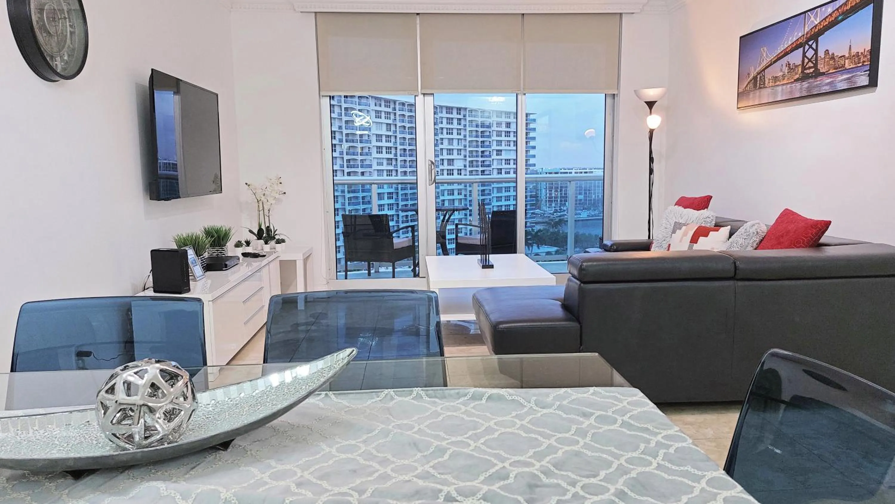 Living room in The Tides Apartments on the beach