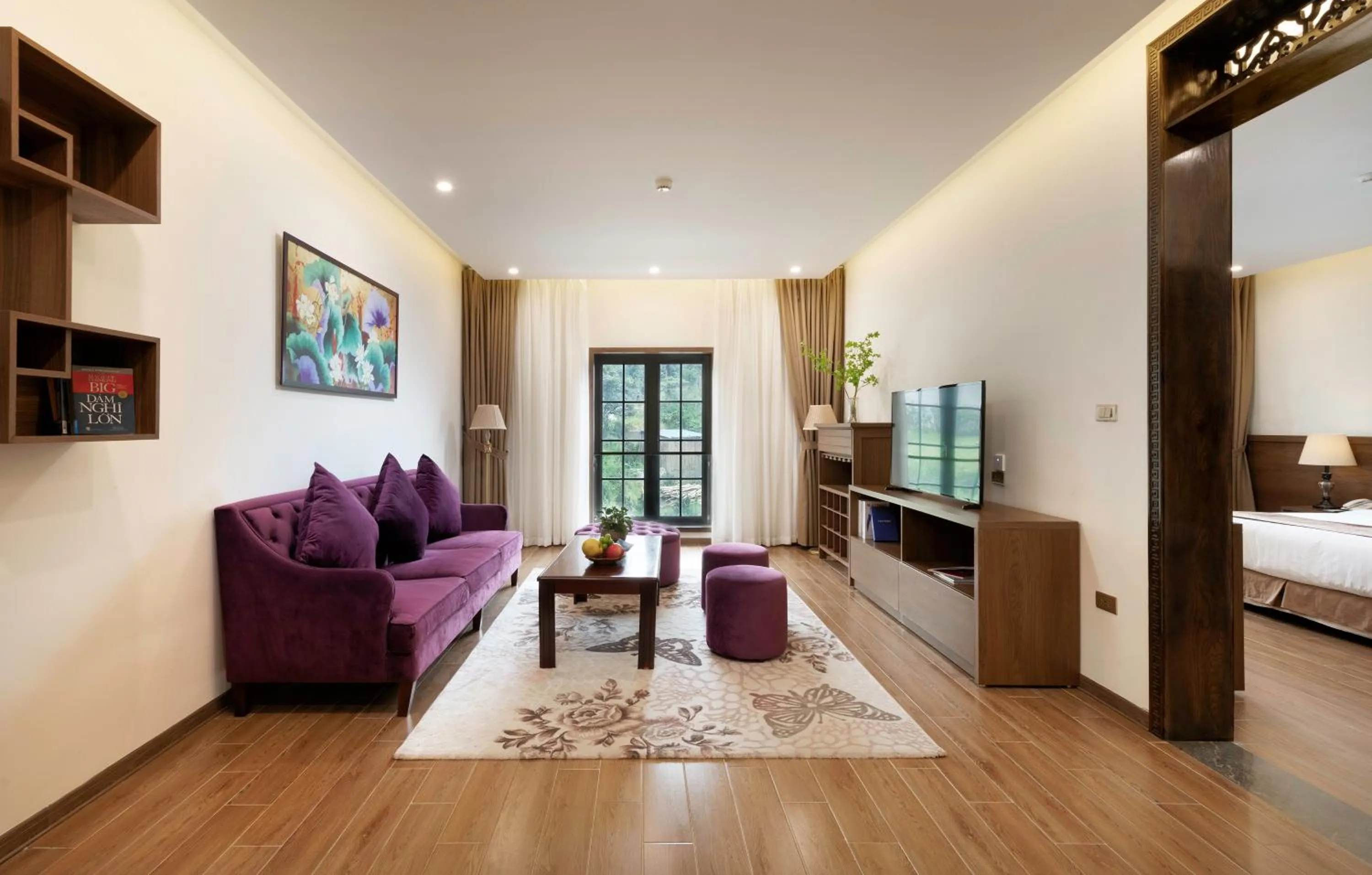 Living room, Bed in Heaven Gate O Quy Ho Hotel Sapa