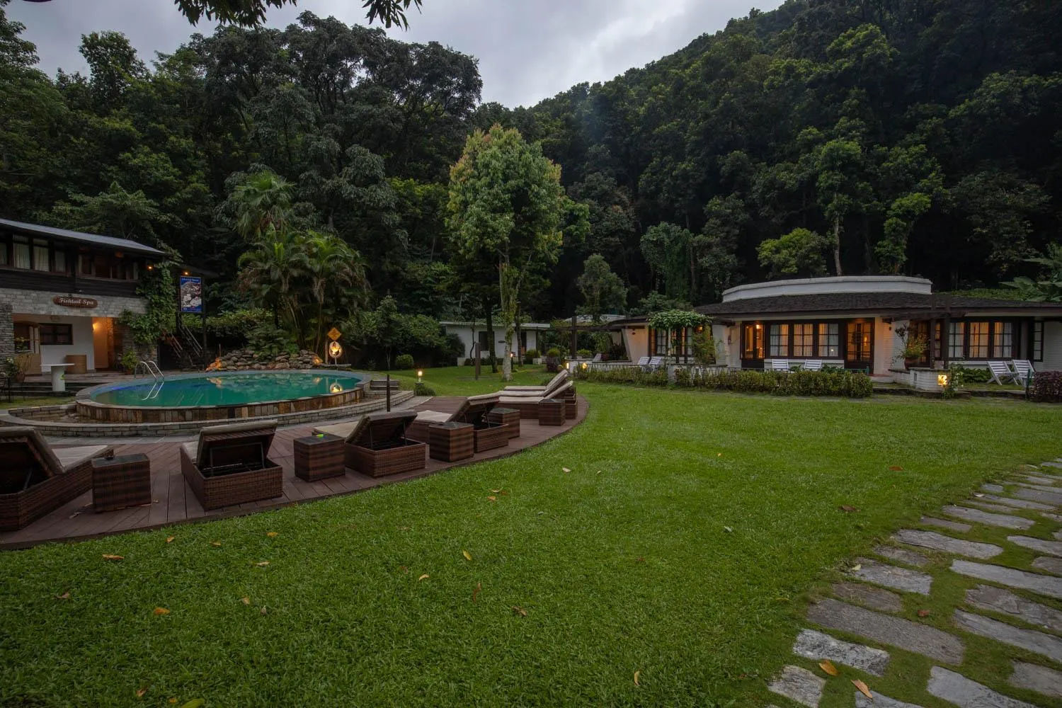 Pool view in Fish Tail Lodge
