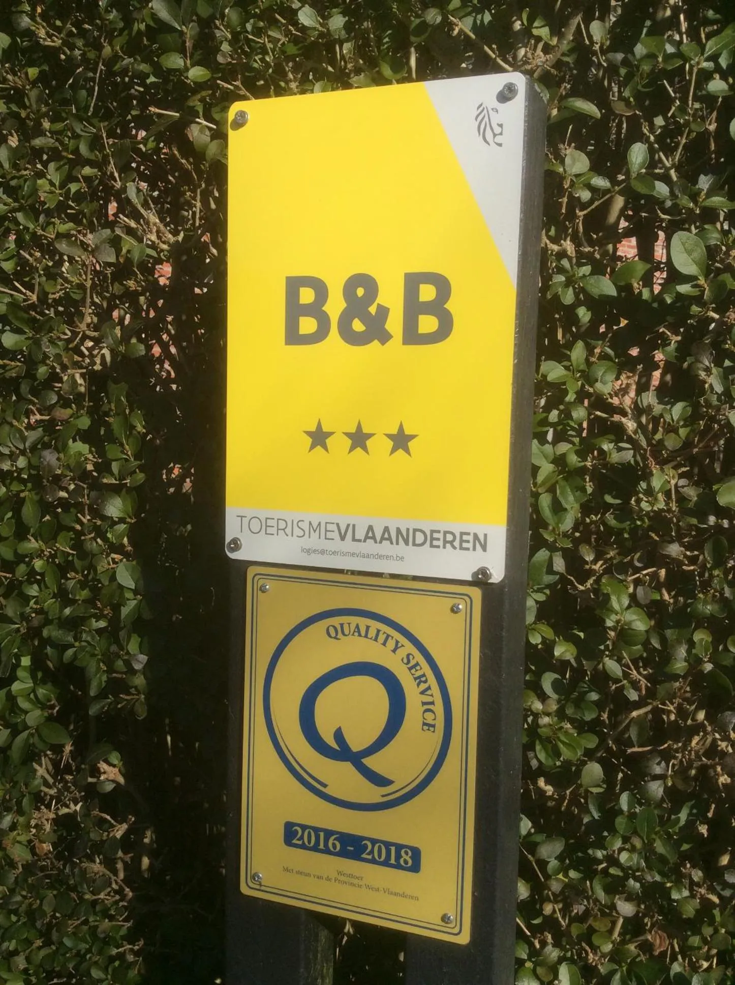 Certificate/Award in B&B De Kastanjeboom
