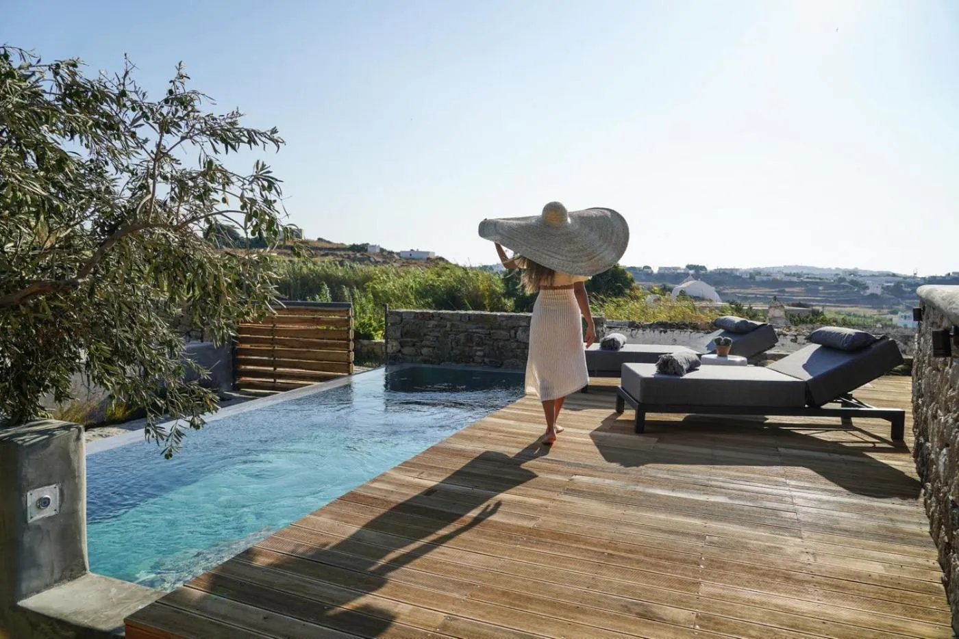 Swimming pool in Ikies of Mykonos