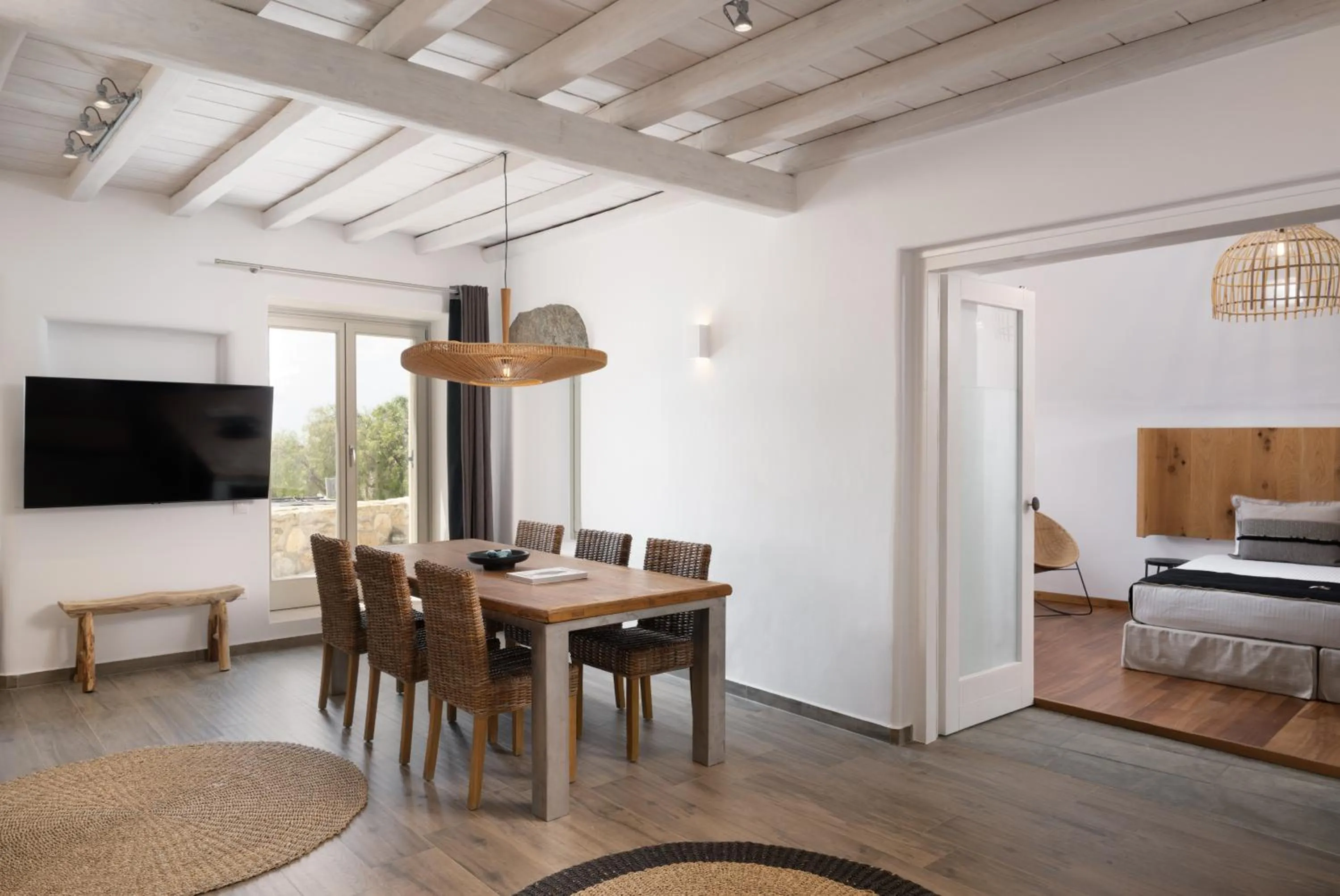 Seating area, Bed in Ikies of Mykonos