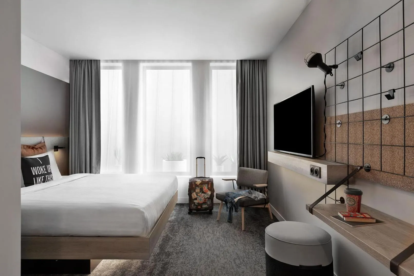 Bedroom, Bed in Moxy Lyon Airport