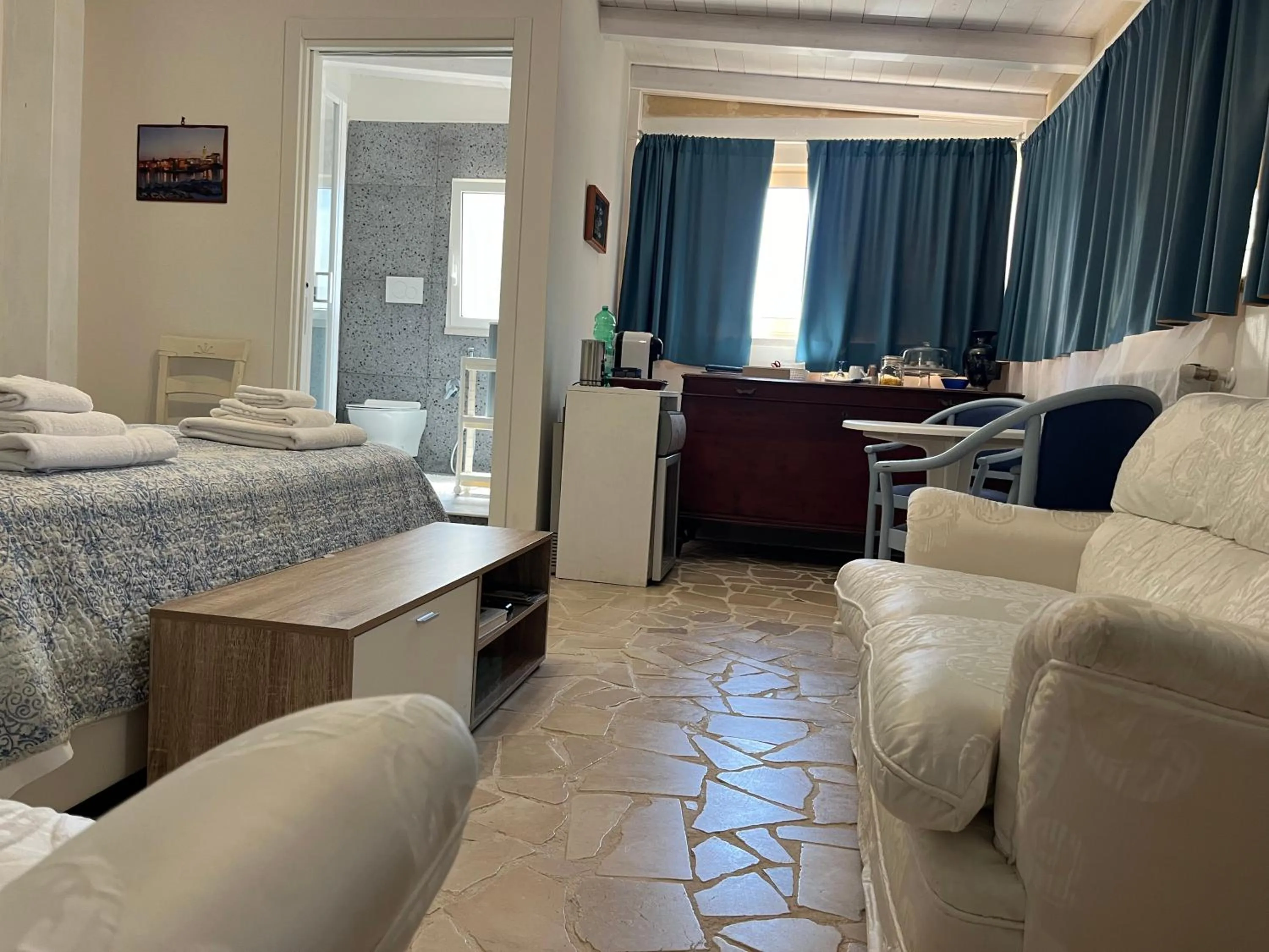 Seating area, Bed in B&B Villa Mediterranea with parking space