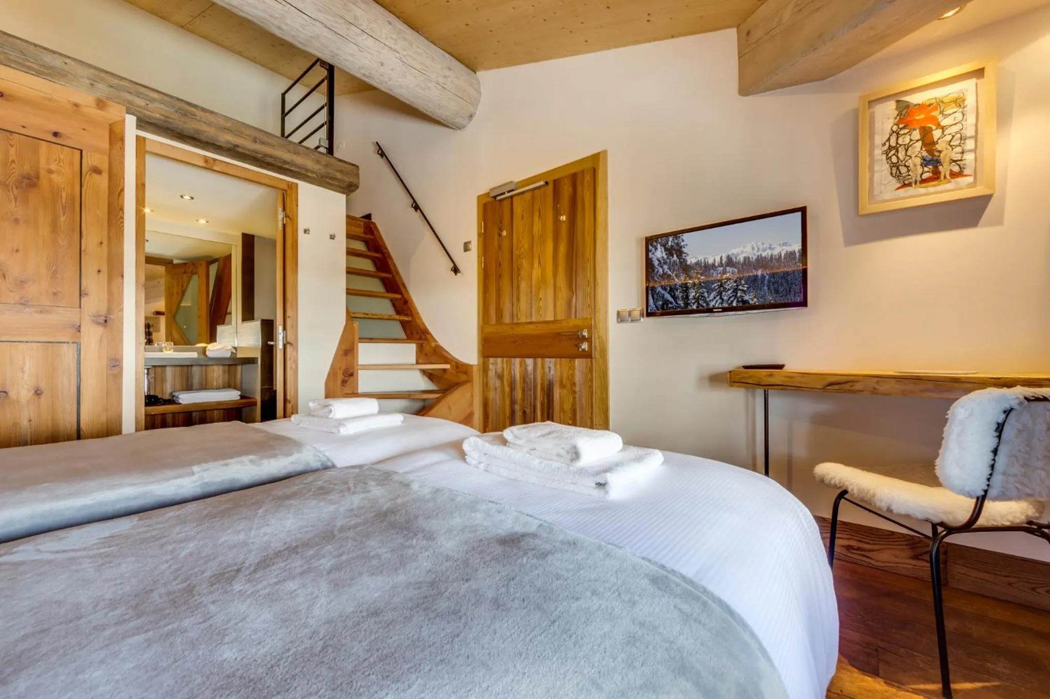 Bed in Chalet Hotel Du Fornet
