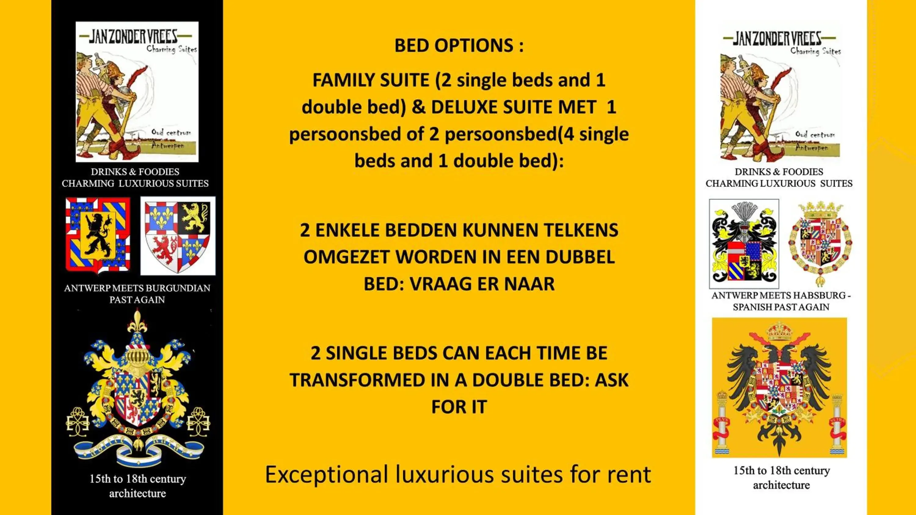 Deluxe Suite with double bed or 2 single beds - single occupancy in Charming Suites Jan Zonder Vrees Deluxe Suite with double bed or 2 single beds - single occupancy in Charming Suites Jan Zonder Vrees