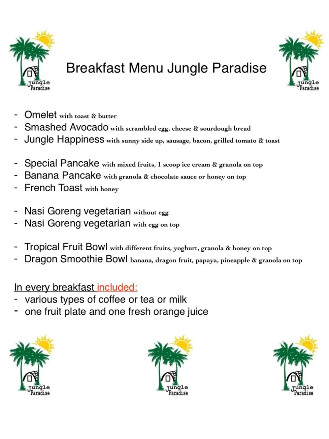Restaurant/places to eat in Jungle Paradise