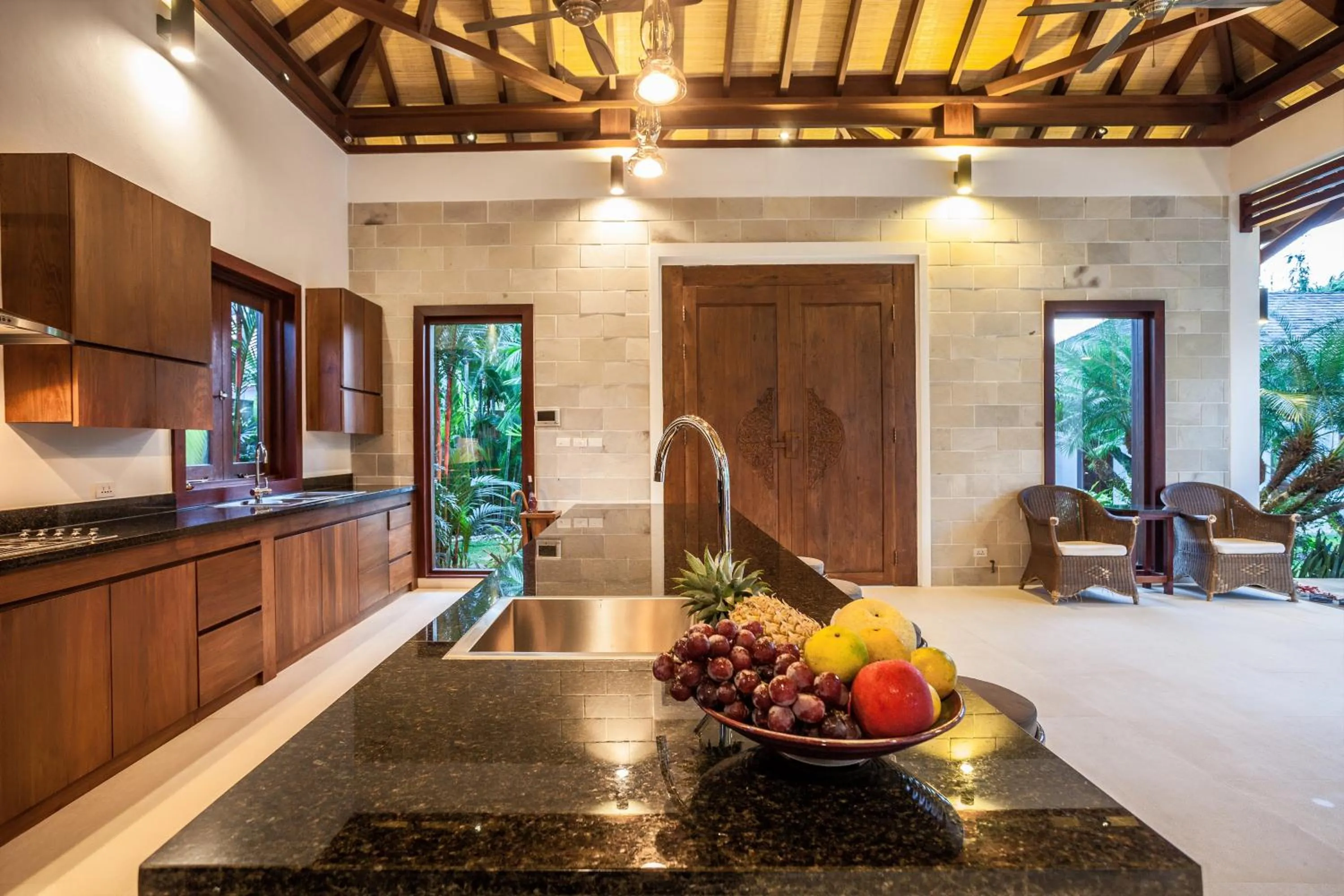 Kitchen or kitchenette in Baan Pinya Balinese Style Pool Villa